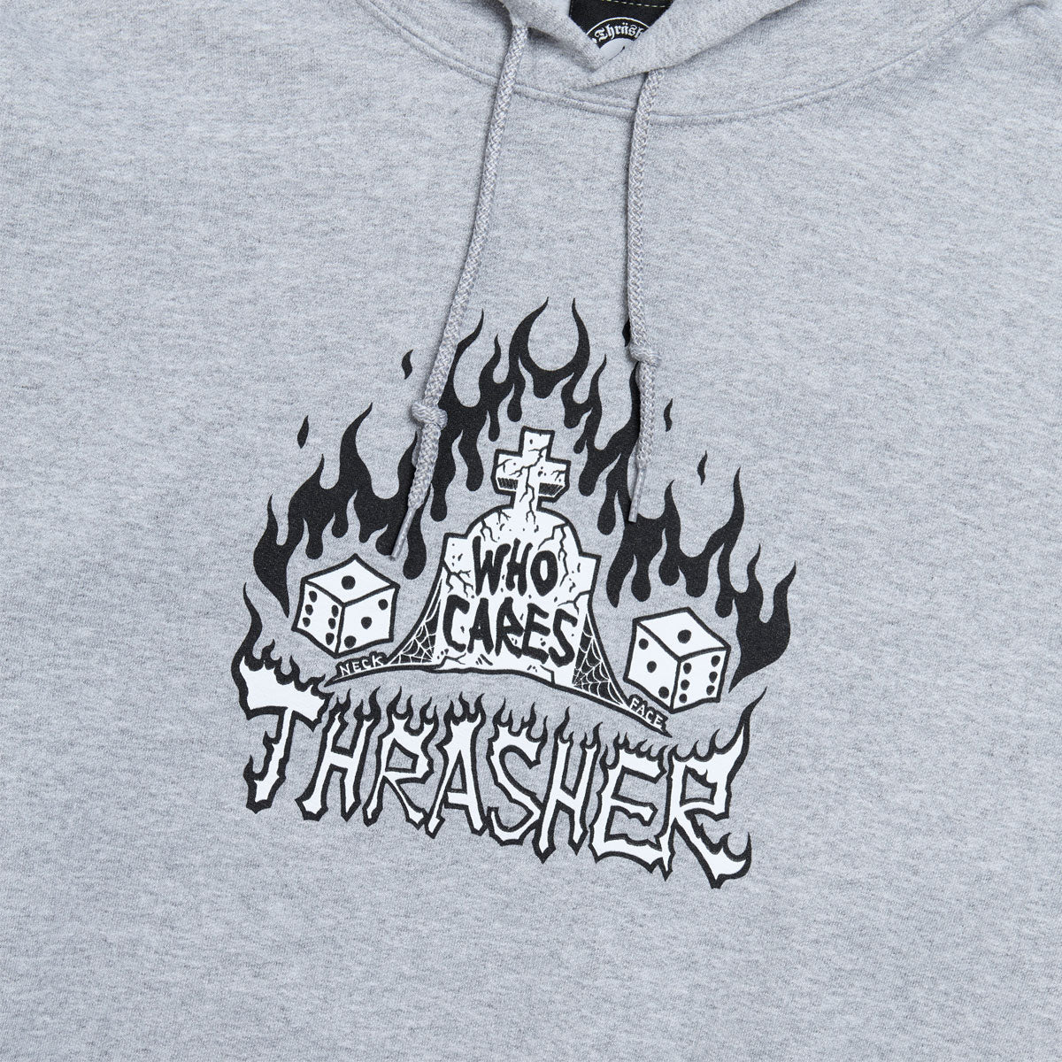 Thrasher Who Cares By Neckface Hoodie - Sport Grey image 2