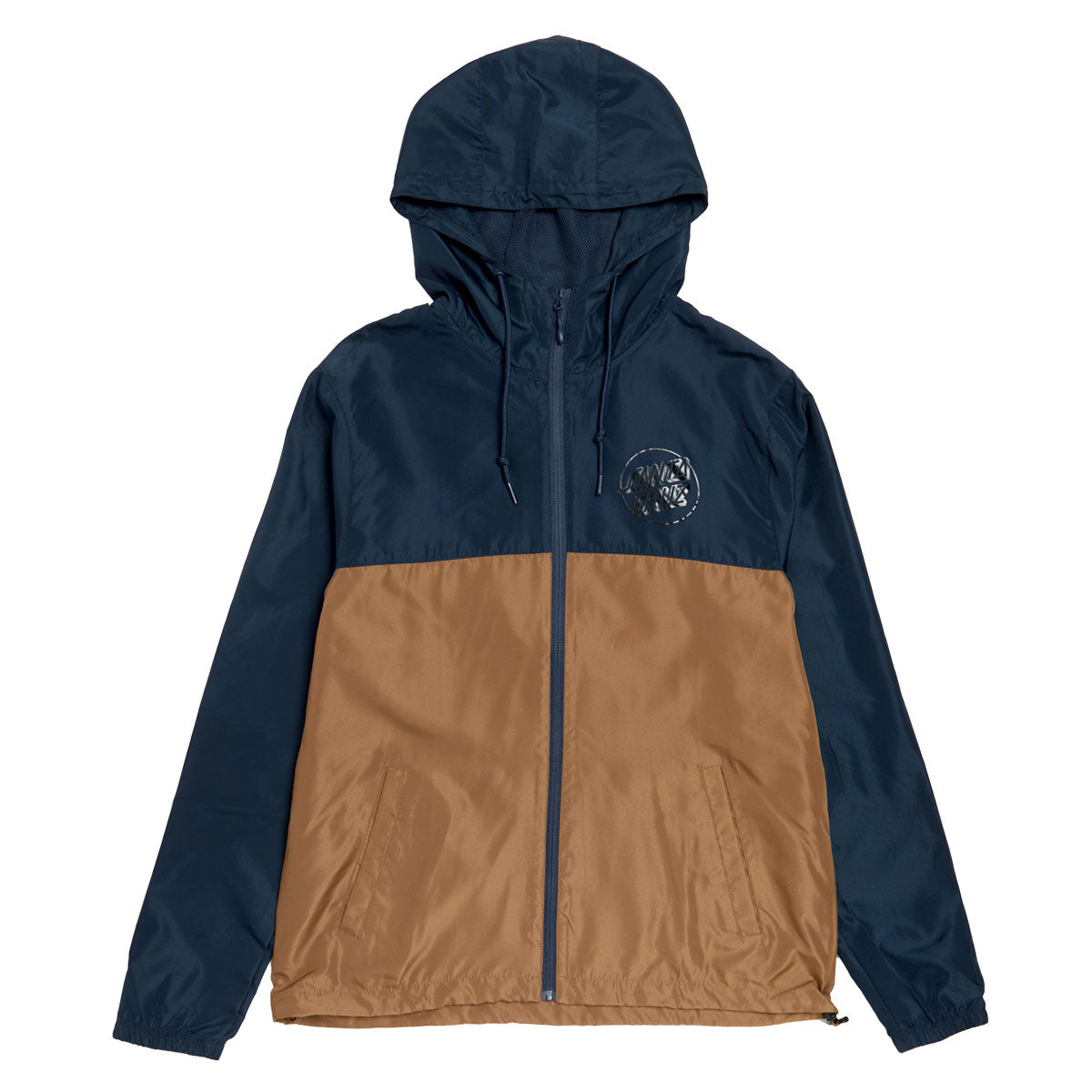 Santa Cruz Opus Dot Chest Hooded Windbreaker Jacket - Classic Navy/Saddle image 1
