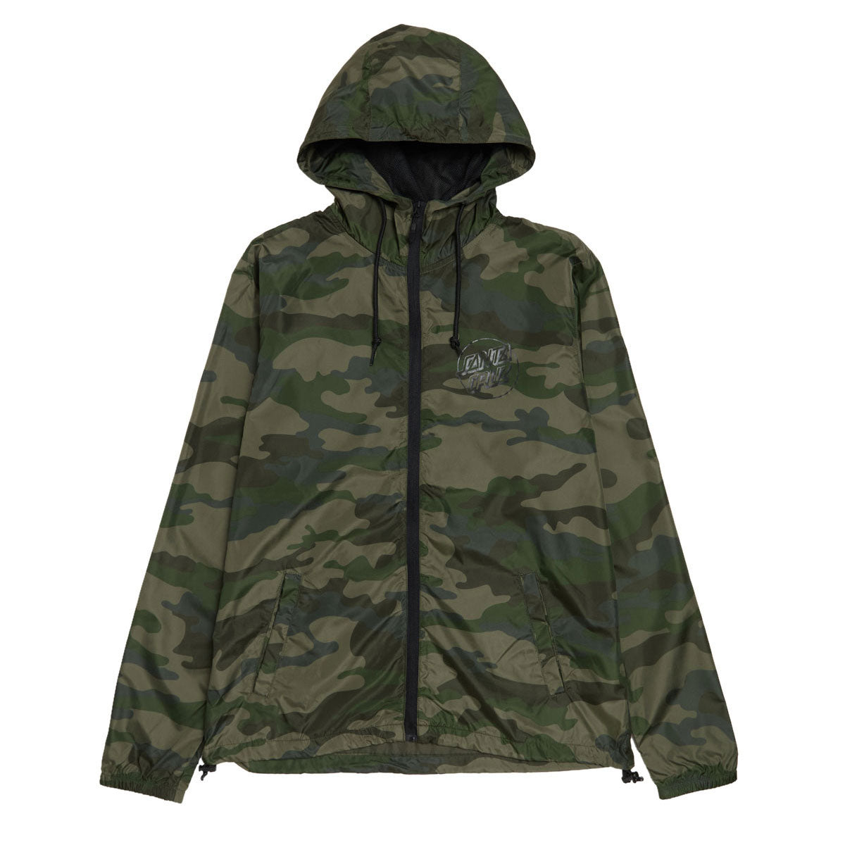 Santa Cruz Opus Dot Chest Hooded Windbreaker Jacket - Forest Camo image 1