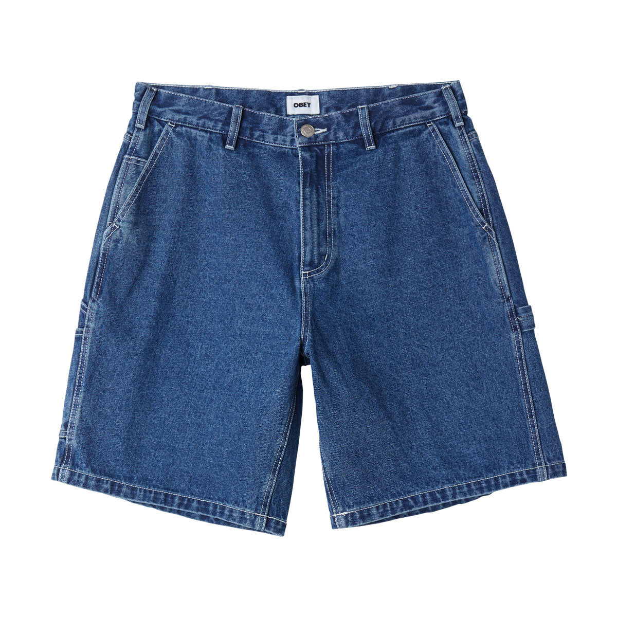 Obey Big Wig Denim Carpenter Shorts - Stone Wash Indigo image 1