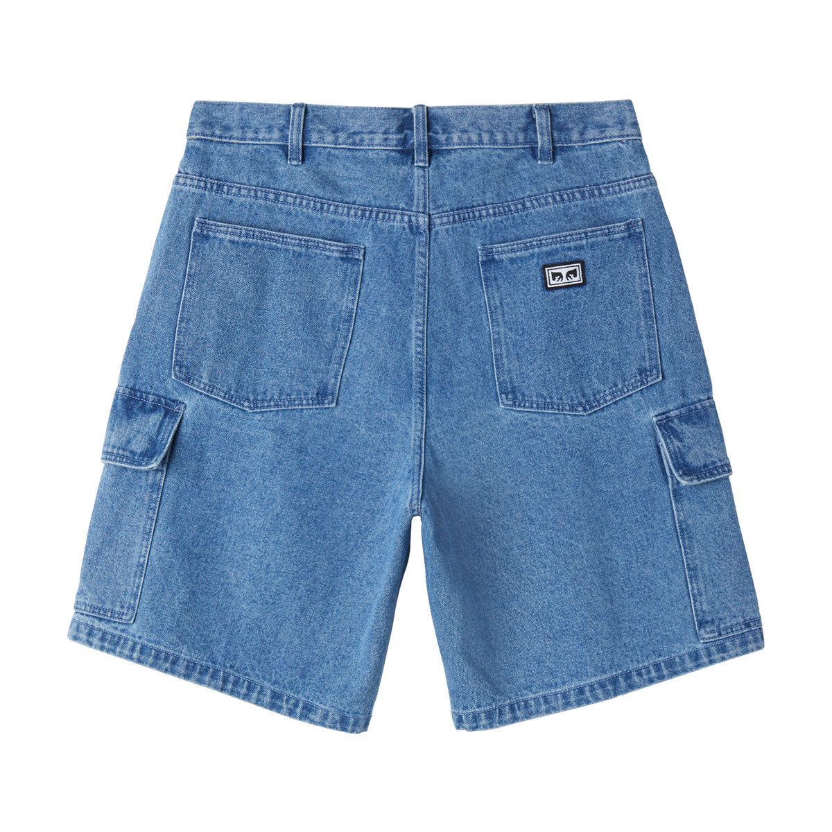 Obey Bigwig Baggy Denim Cargo Shorts - Light Indigo image 2