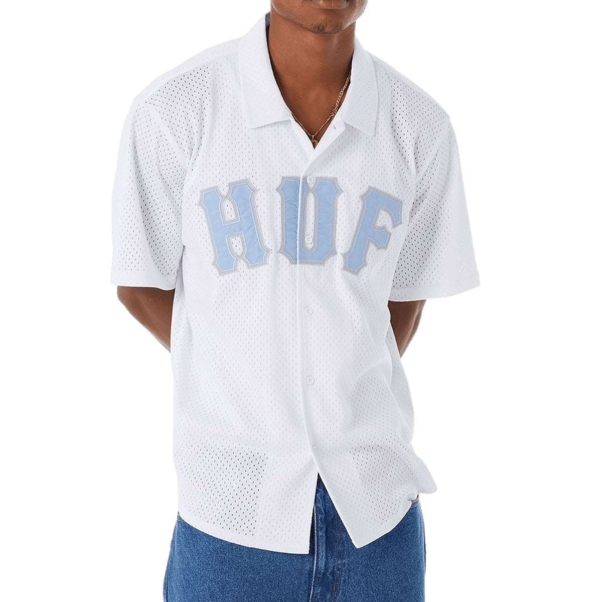 HUF Arch Mesh Button Up Shirt - White image 1