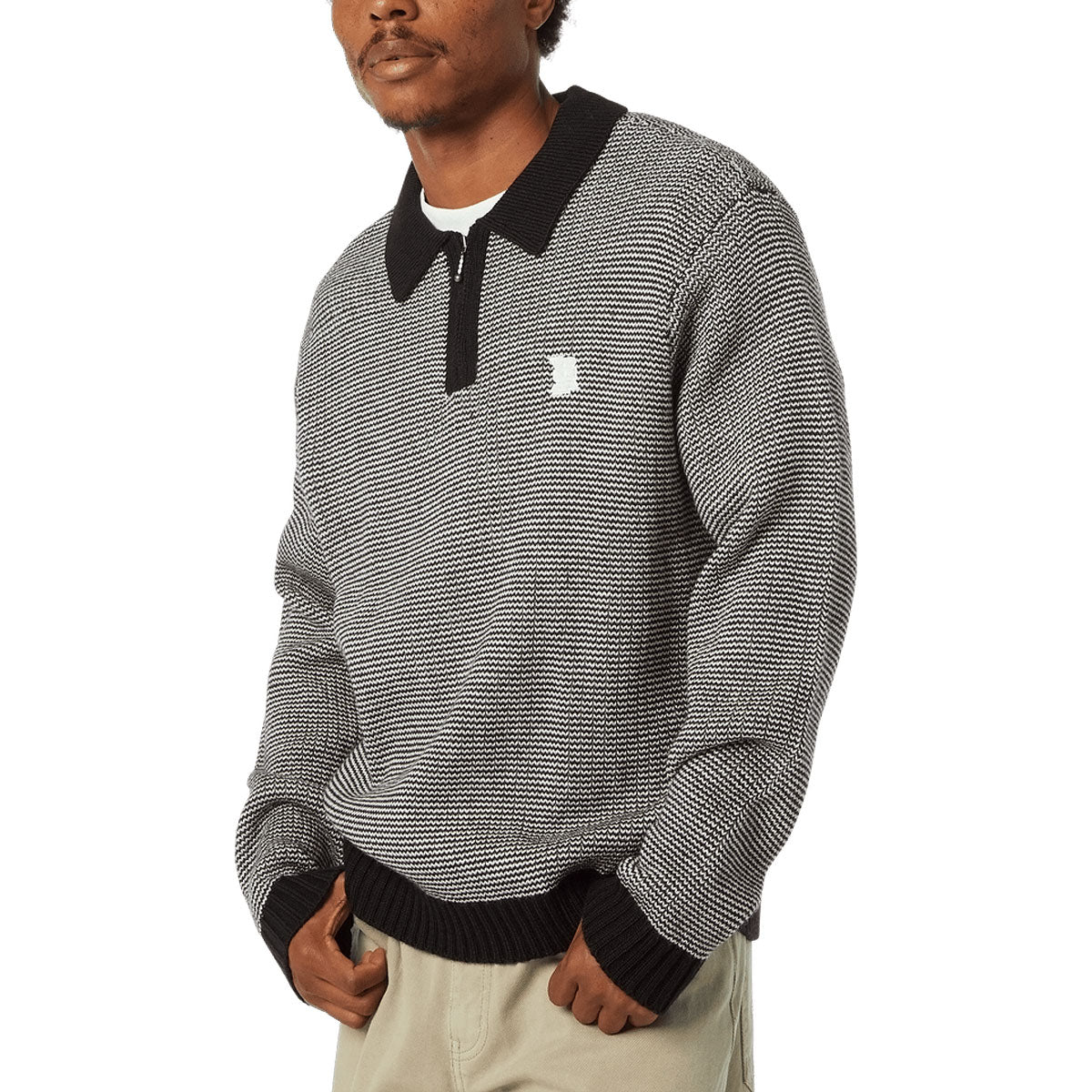 HUF Megablast Two Tone Waffle Sweater - Black/White image 5