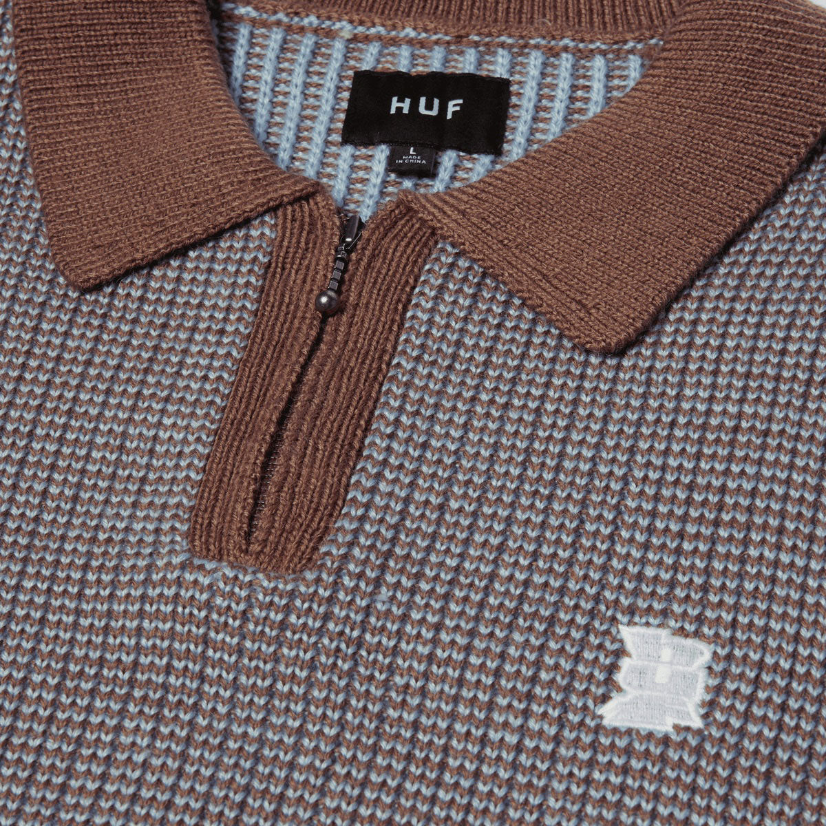 HUF Megablast Two Tone Waffle Sweater - Washed Blue/Moss image 4