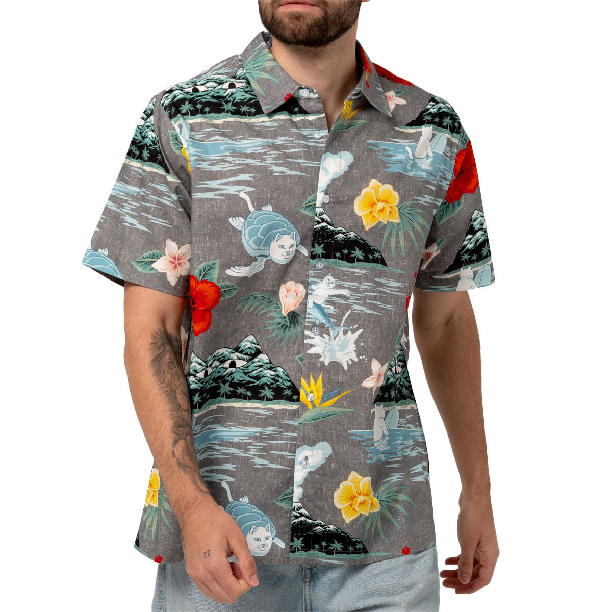RIPNDIP Islanders Button Up Shirt - Charcoal image 2