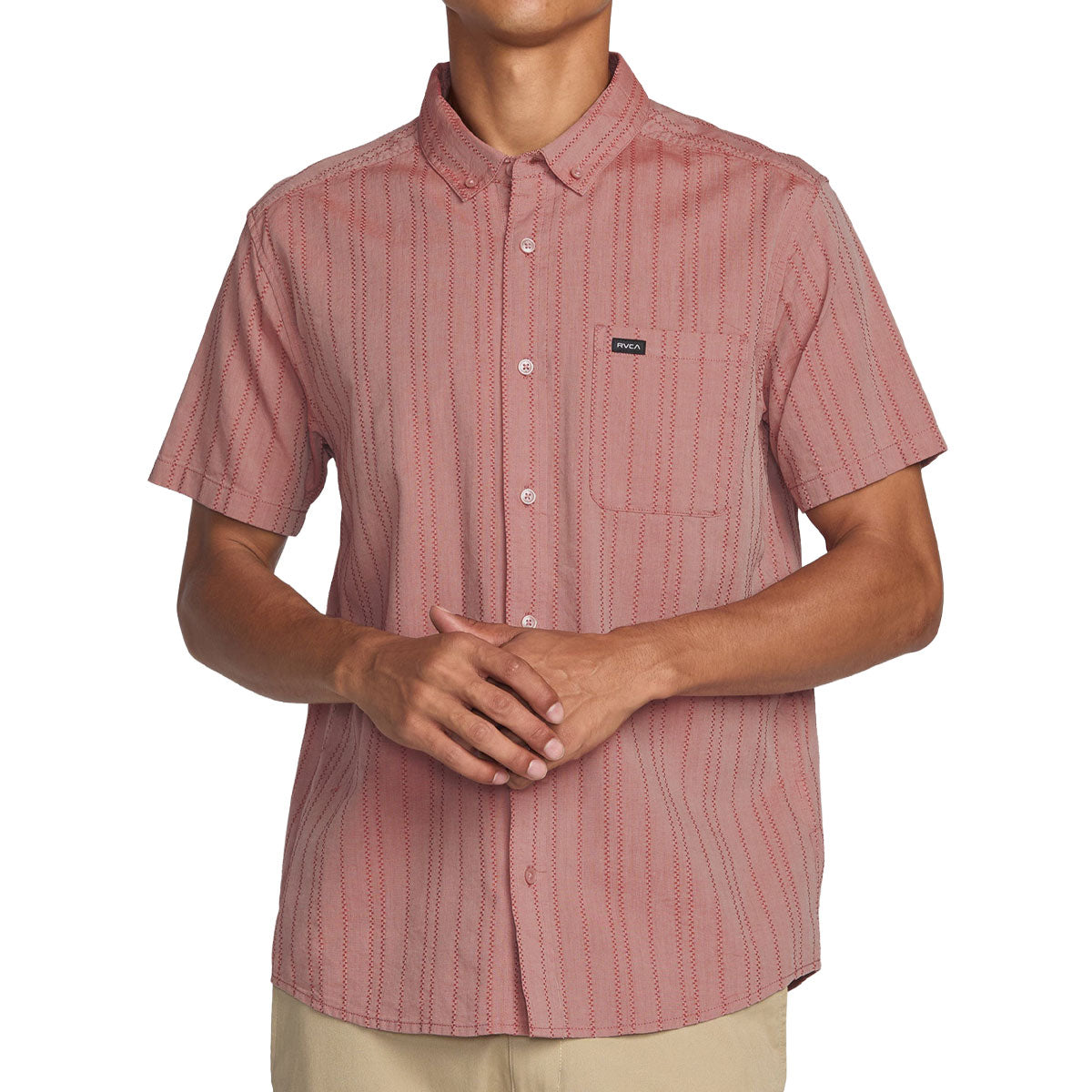 RVCA Thatll Do Stripe Shirt - Pale Mauve image 1