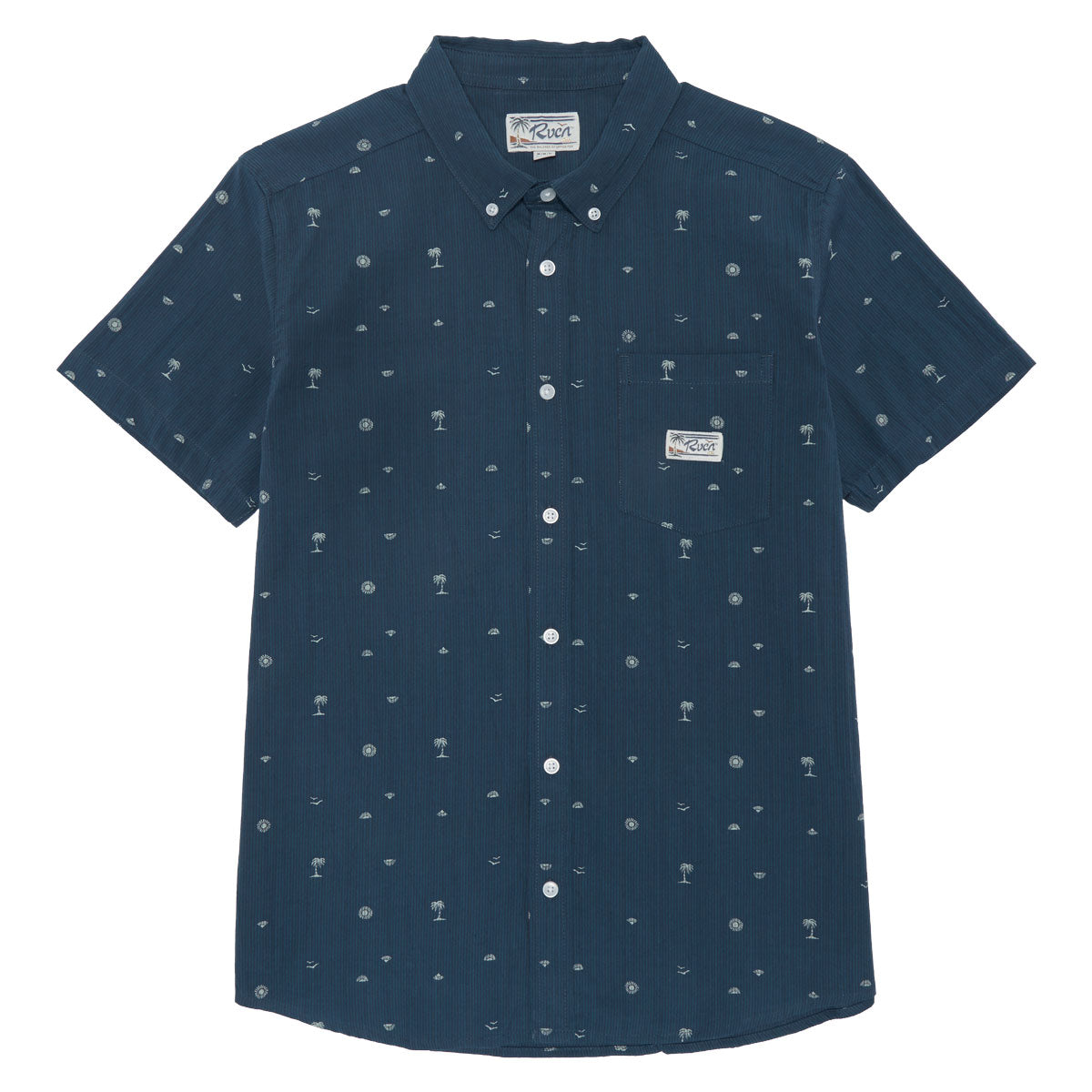 RVCA Exotica Seersucker Shirt - Garage Blue image 1