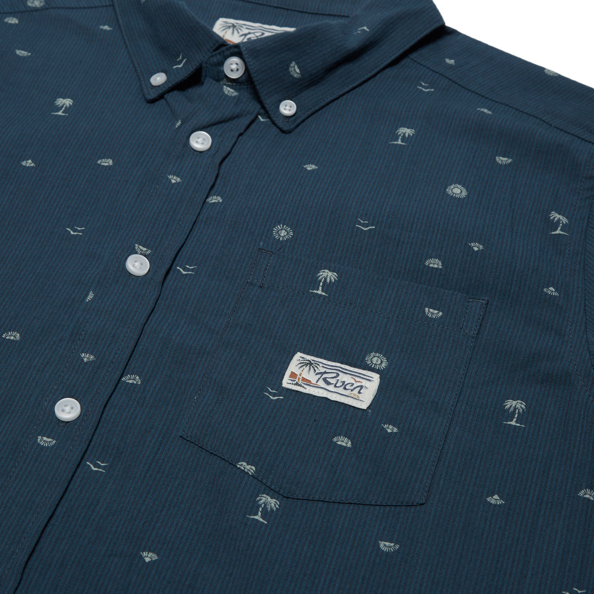 RVCA Exotica Seersucker Shirt - Garage Blue image 3