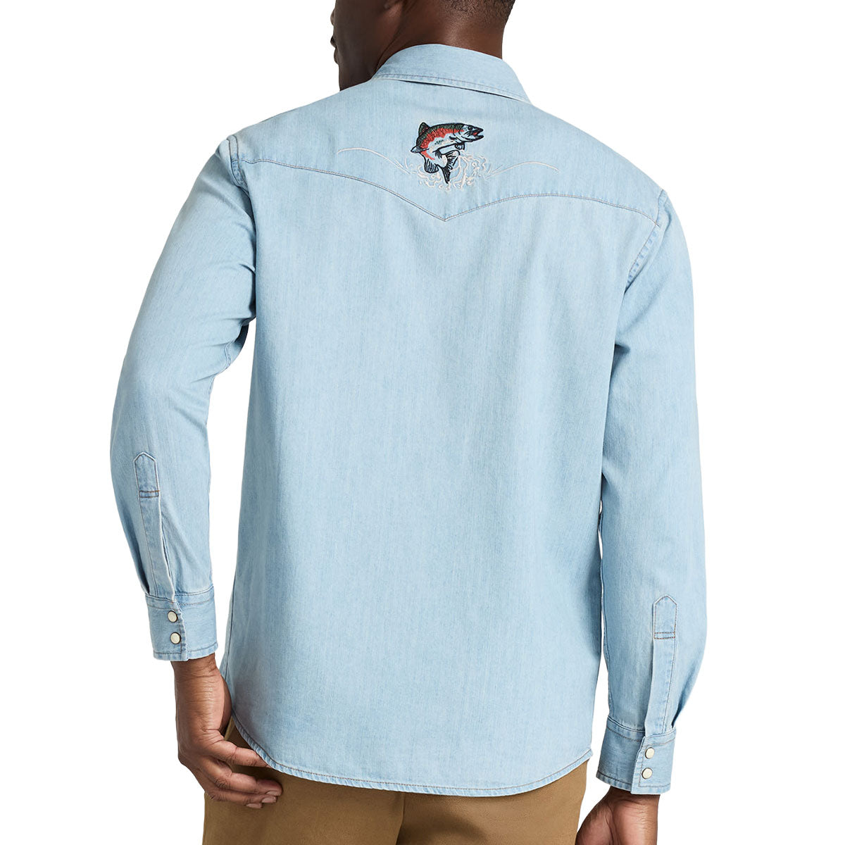 Pendleton Gambler Denim Long Sleeve Shirt - Light Denim/Salmon image 2