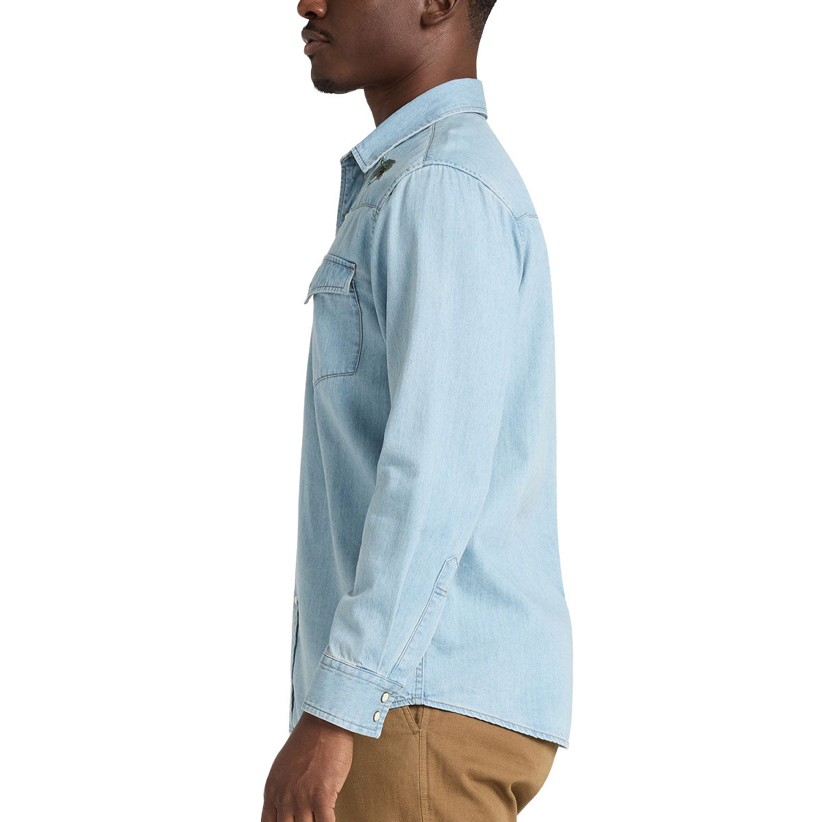 Pendleton Gambler Denim Long Sleeve Shirt - Light Denim/Salmon image 5