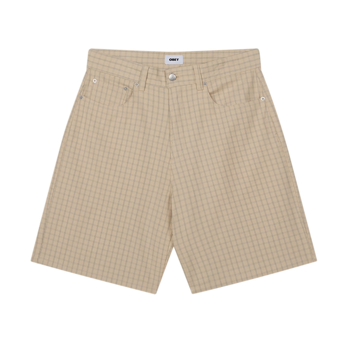 Obey Plaid Baggy Denim Shorts - Pelican Multi image 1