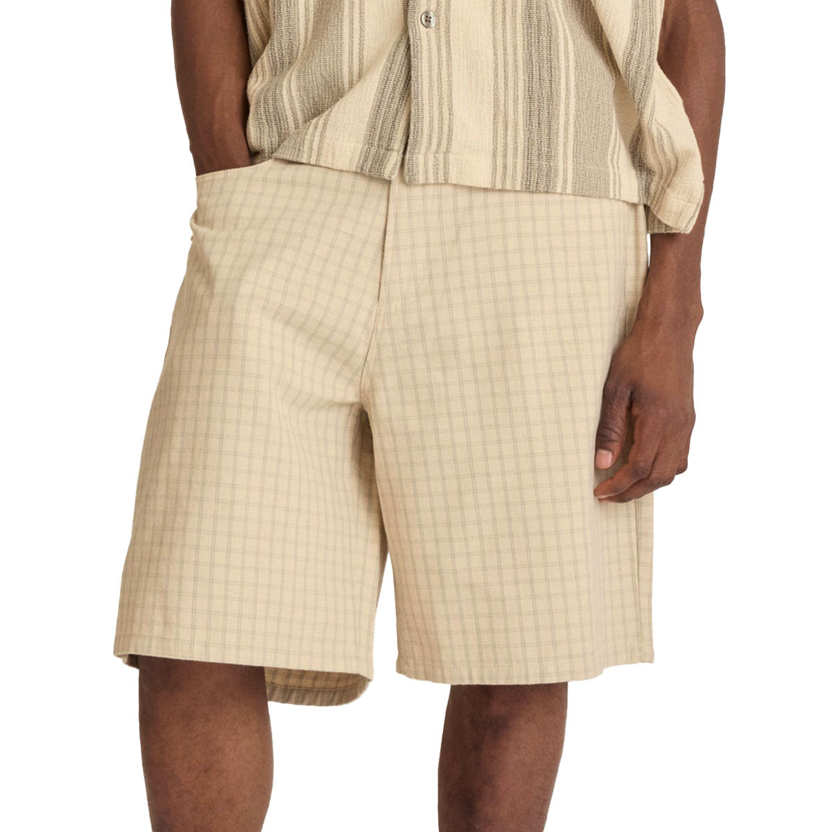 Obey Plaid Baggy Denim Shorts - Pelican Multi image 3