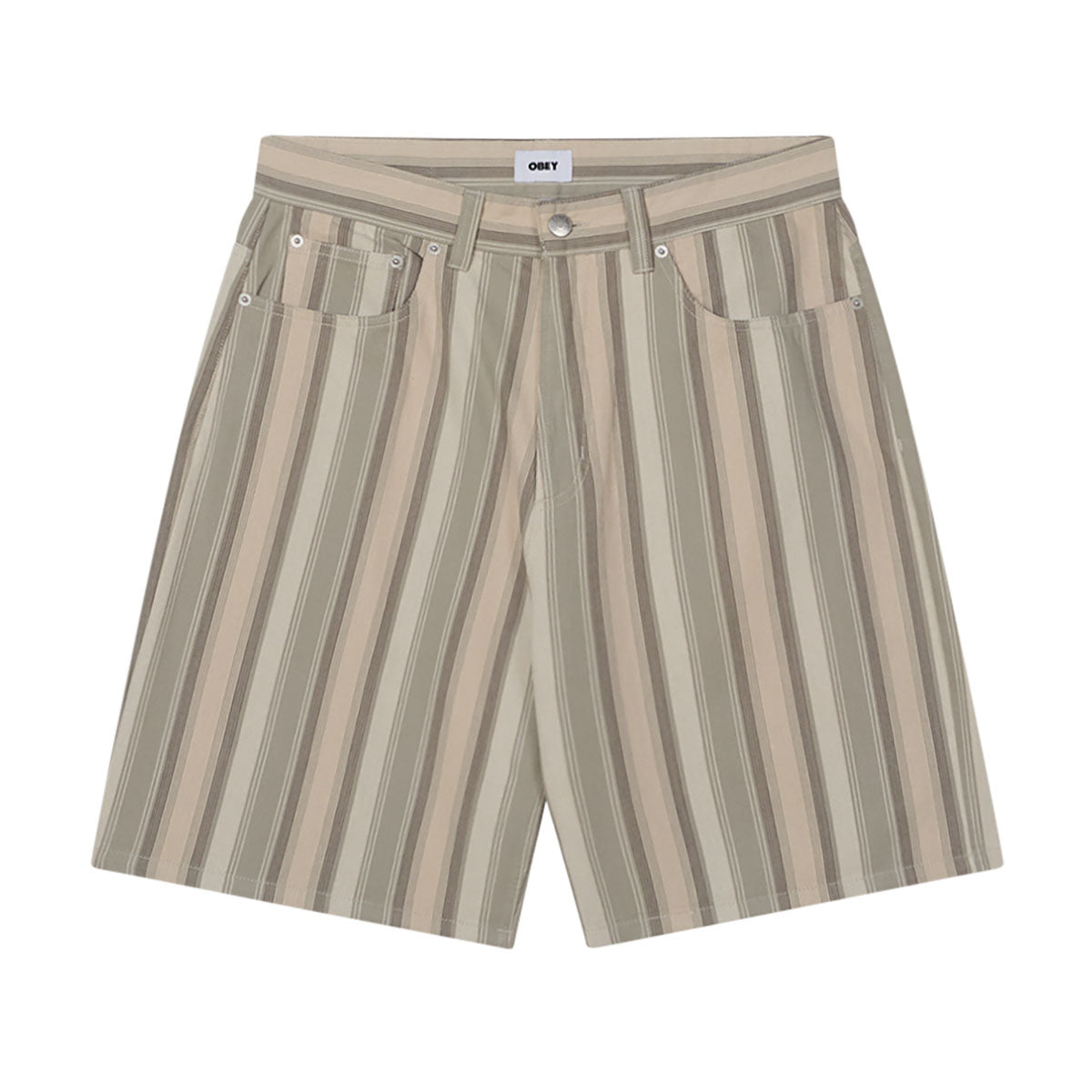 Obey Baja Stripe Baggy Denim Shorts - Dried Sage Multi image 1