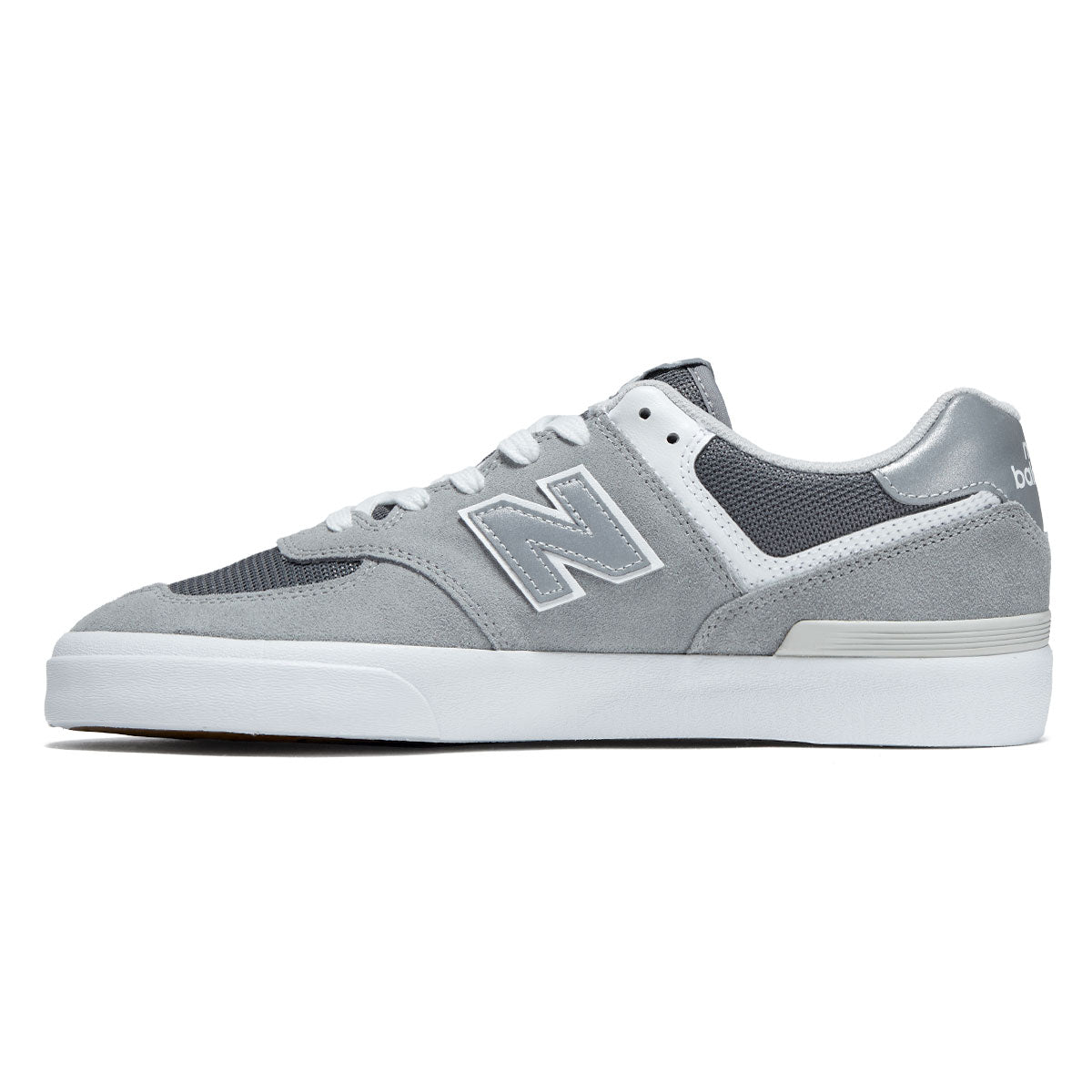 New Balance 574 Vulc Shoes - Grey/White Suede image 2