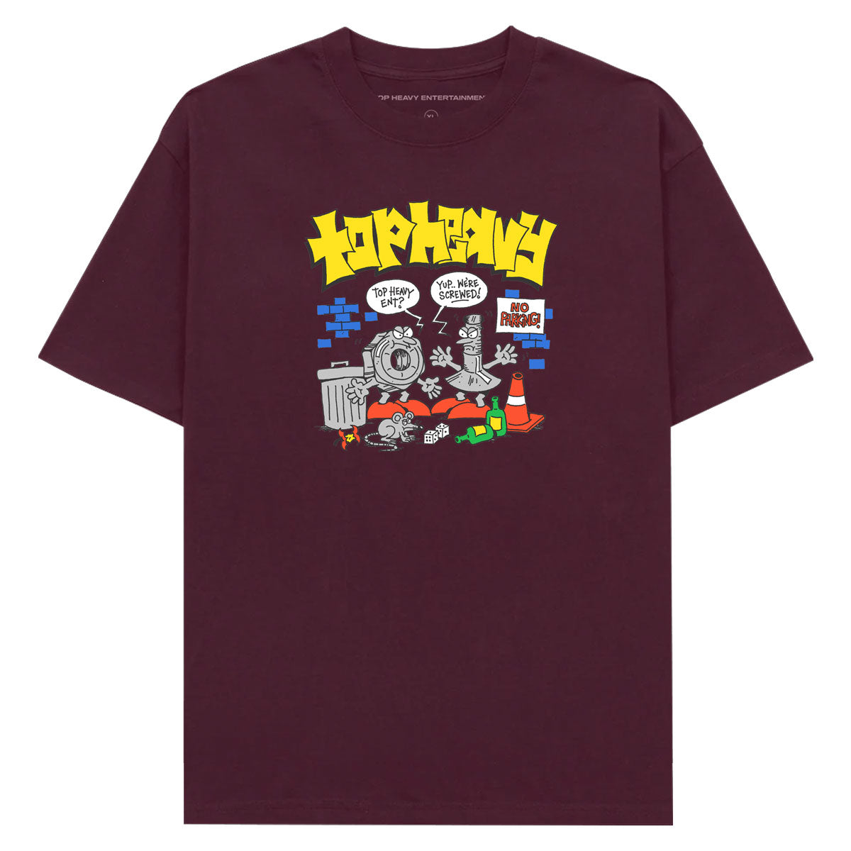 Top Heavy Screwed T-Shirt - Burgundy image 1