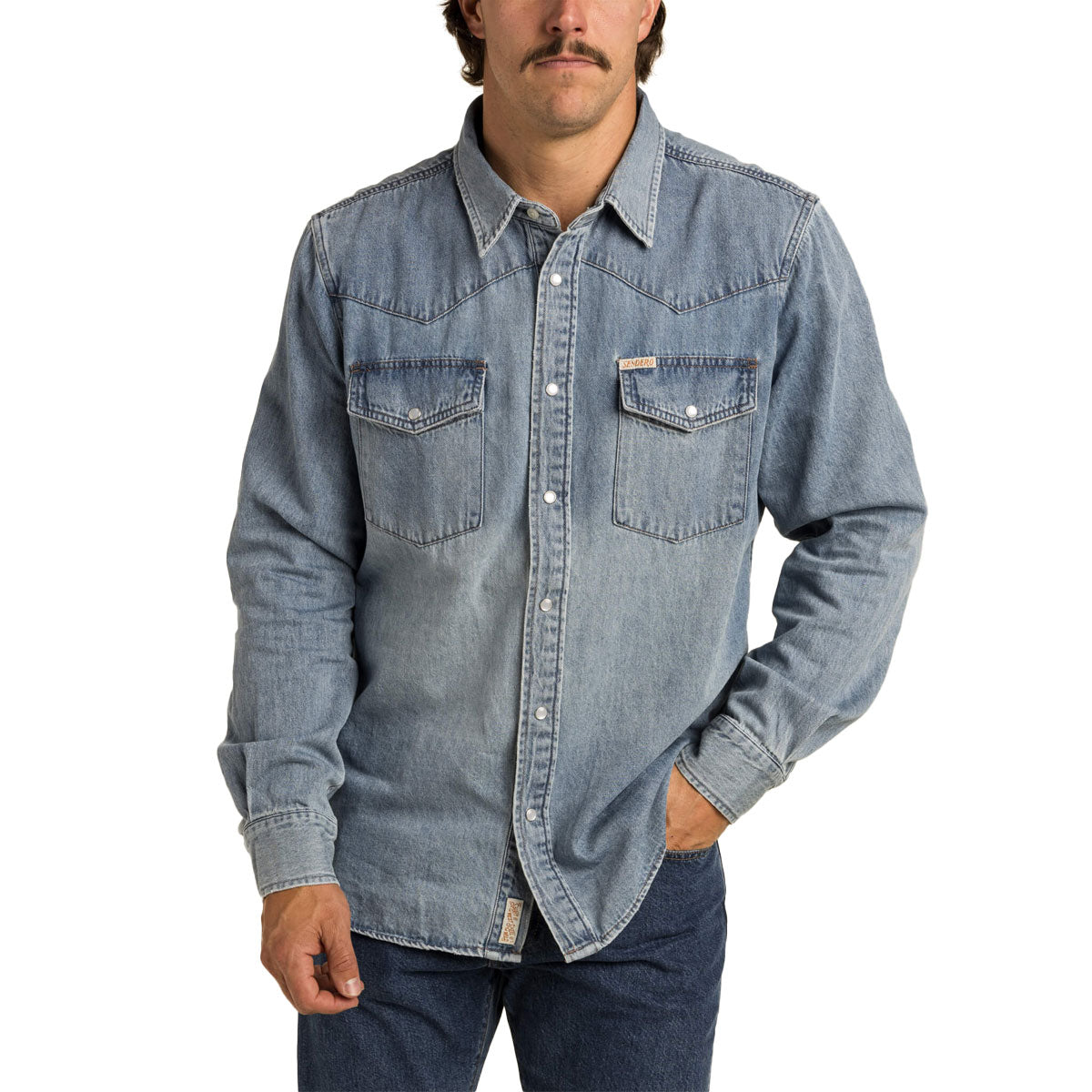 Sendero The Wyatt Pearl Snap Long Sleeve Shirt - Vintage Denim image 4