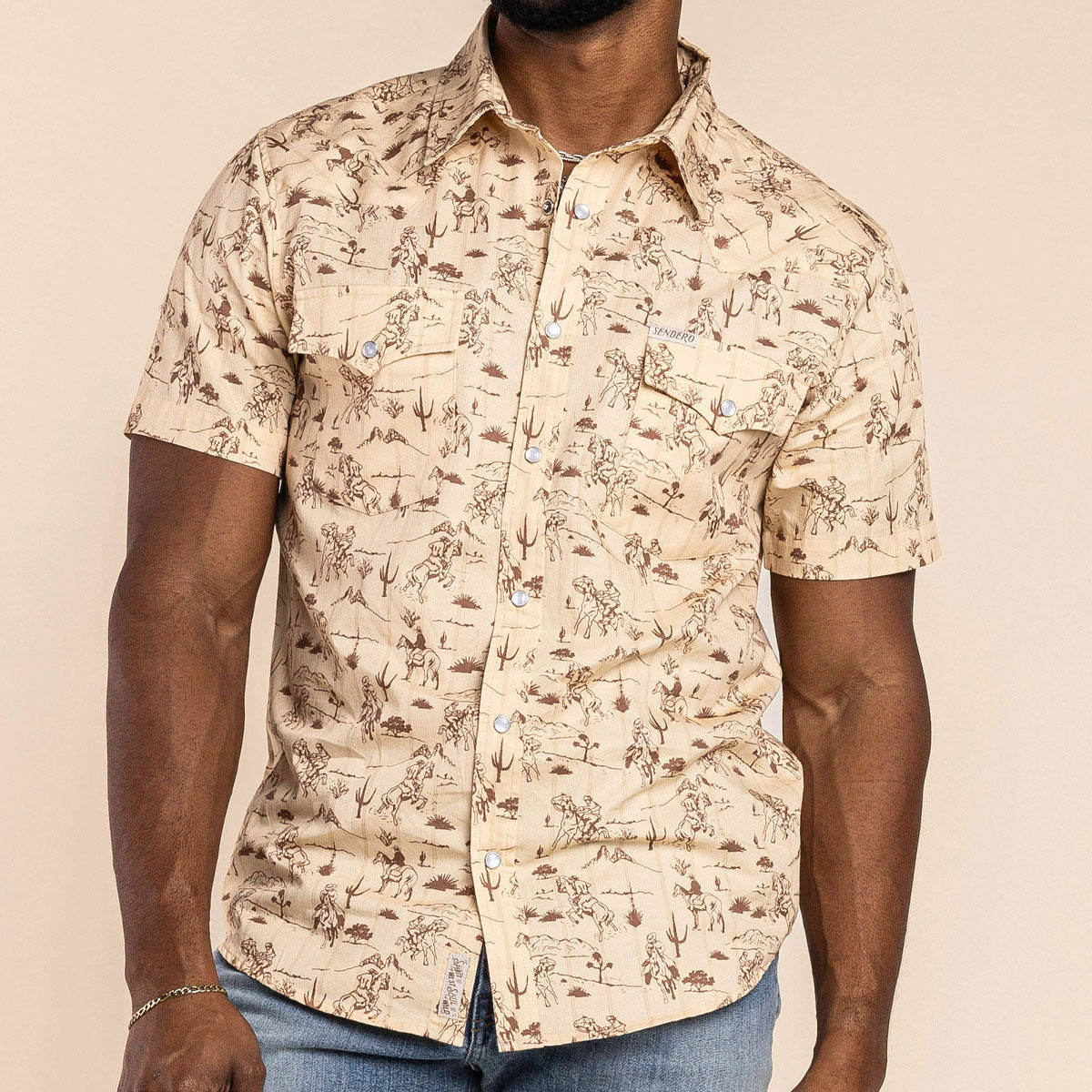 Sendero Serape Pearl Snap Shirt - Desert Rodeo Print Amarillo image 2