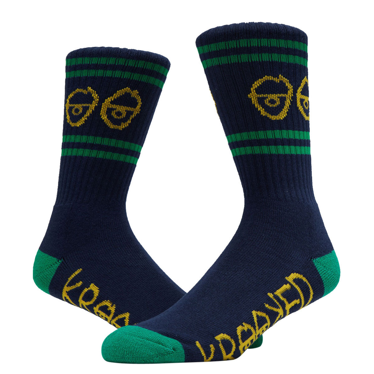 Krooked Eyes Socks - Navy/Green/Yellow image 2