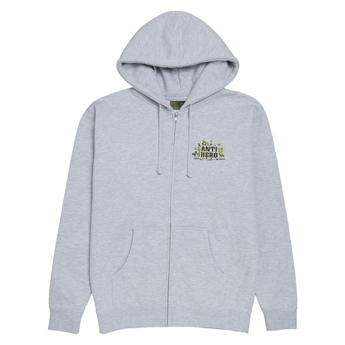 Anti-Hero Anti-Hiero Zip Up Hoodie - Grey Heather/Black/Yellow image 1