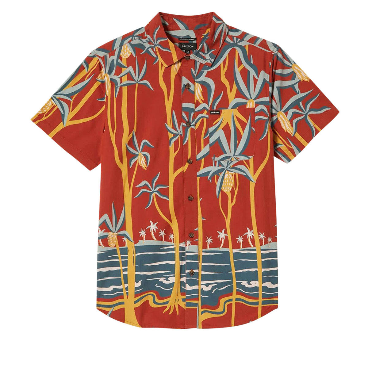 Brixton Charter Print Shirt - Dark Red Scenic Trip image 1