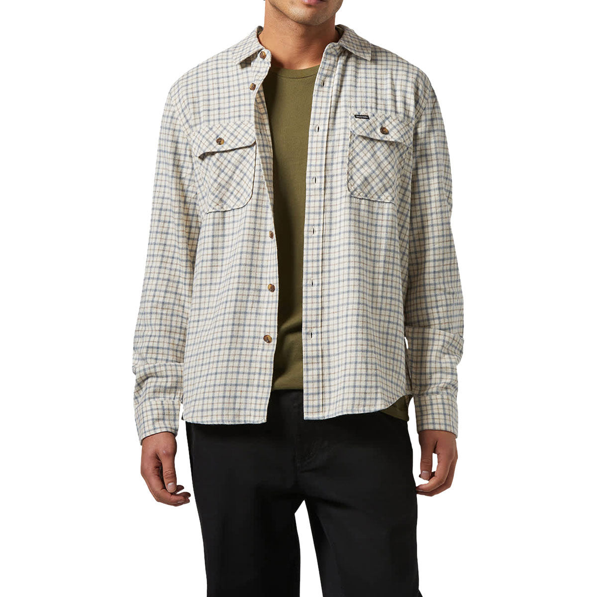 Brixton Bowery Lightweight Ultra Flannel Shirt - Whitecap/Basalt image 1