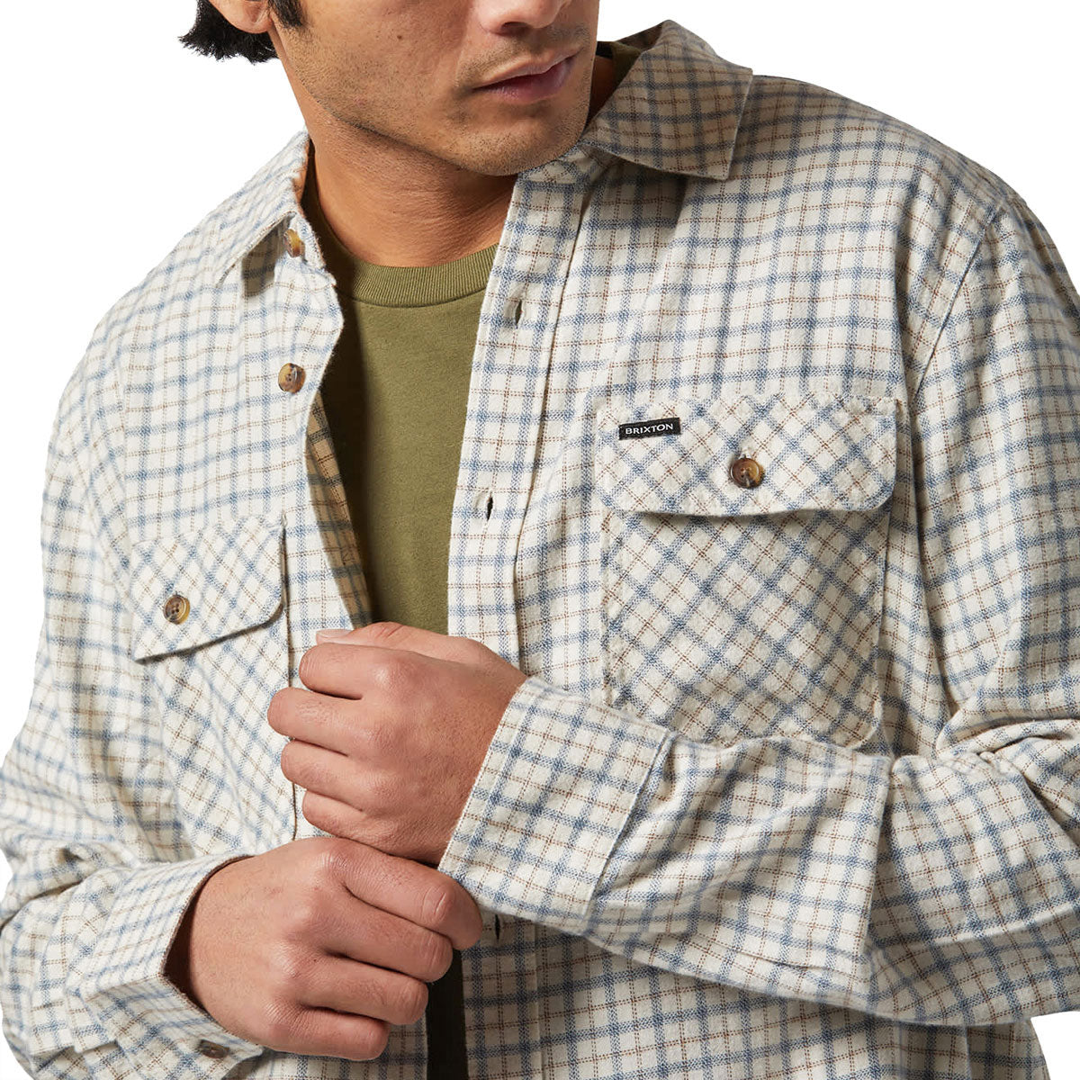 Brixton Bowery Lightweight Ultra Flannel Shirt - Whitecap/Basalt image 3