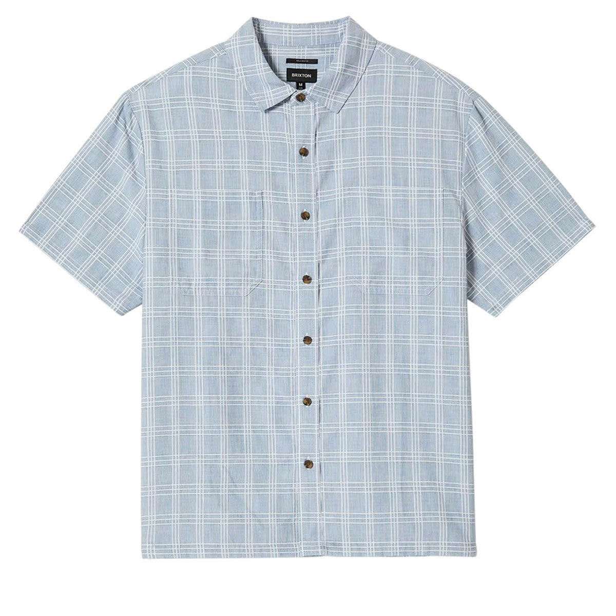 Brixton Cru Oxford Plaid Shirt - Light Blue/White Plaid image 3