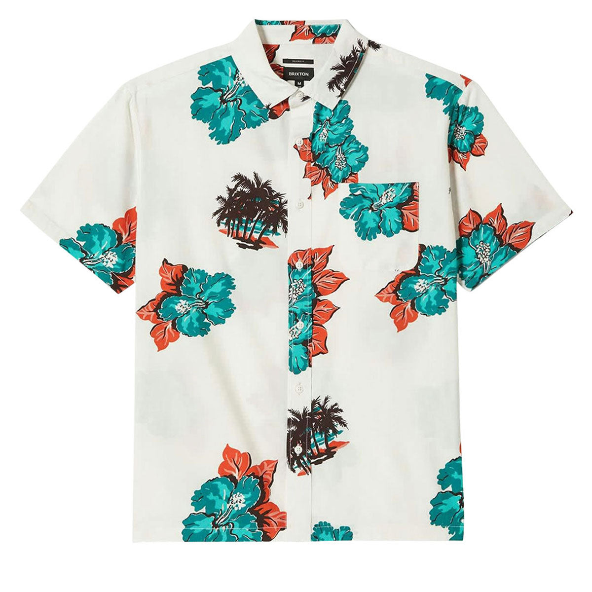 Brixton Cru Print Shirt - Off White/Aquatic Green Floral image 1