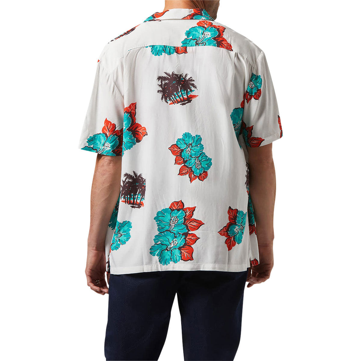 Brixton Cru Print Shirt - Off White/Aquatic Green Floral image 3