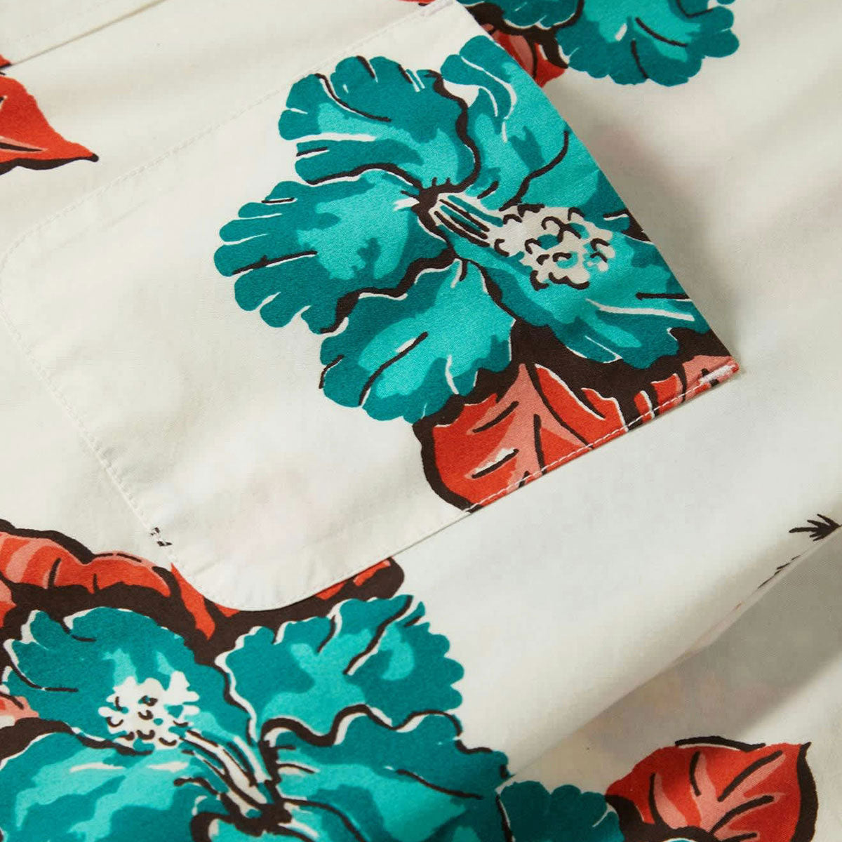 Brixton Cru Print Shirt - Off White/Aquatic Green Floral image 4