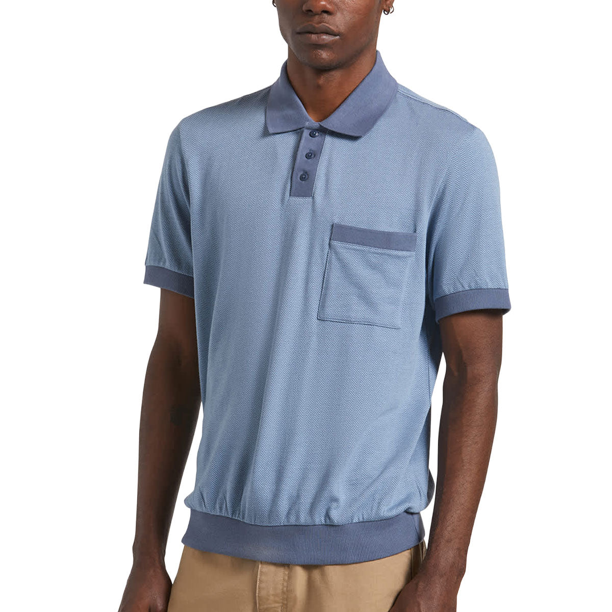 Brixton Weekend Herringbone Polo Shirt - Borrow Blue/Berring Sea image 2