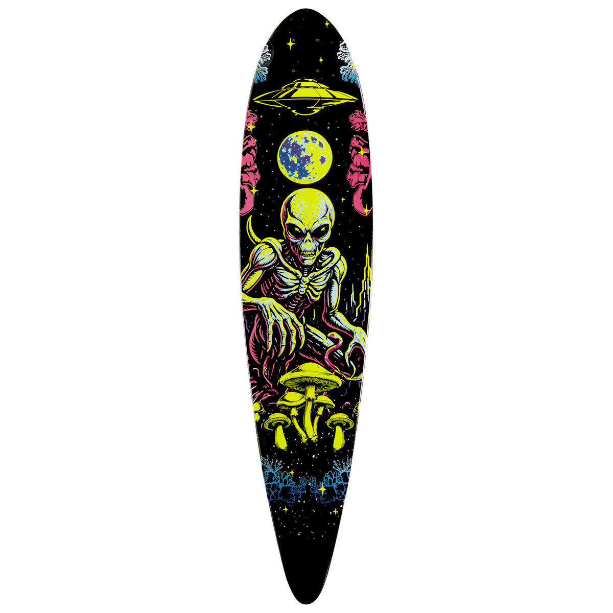 Daddies Mall Poster Blacklight Pintail Longboard Deck - Black/Glow image 1