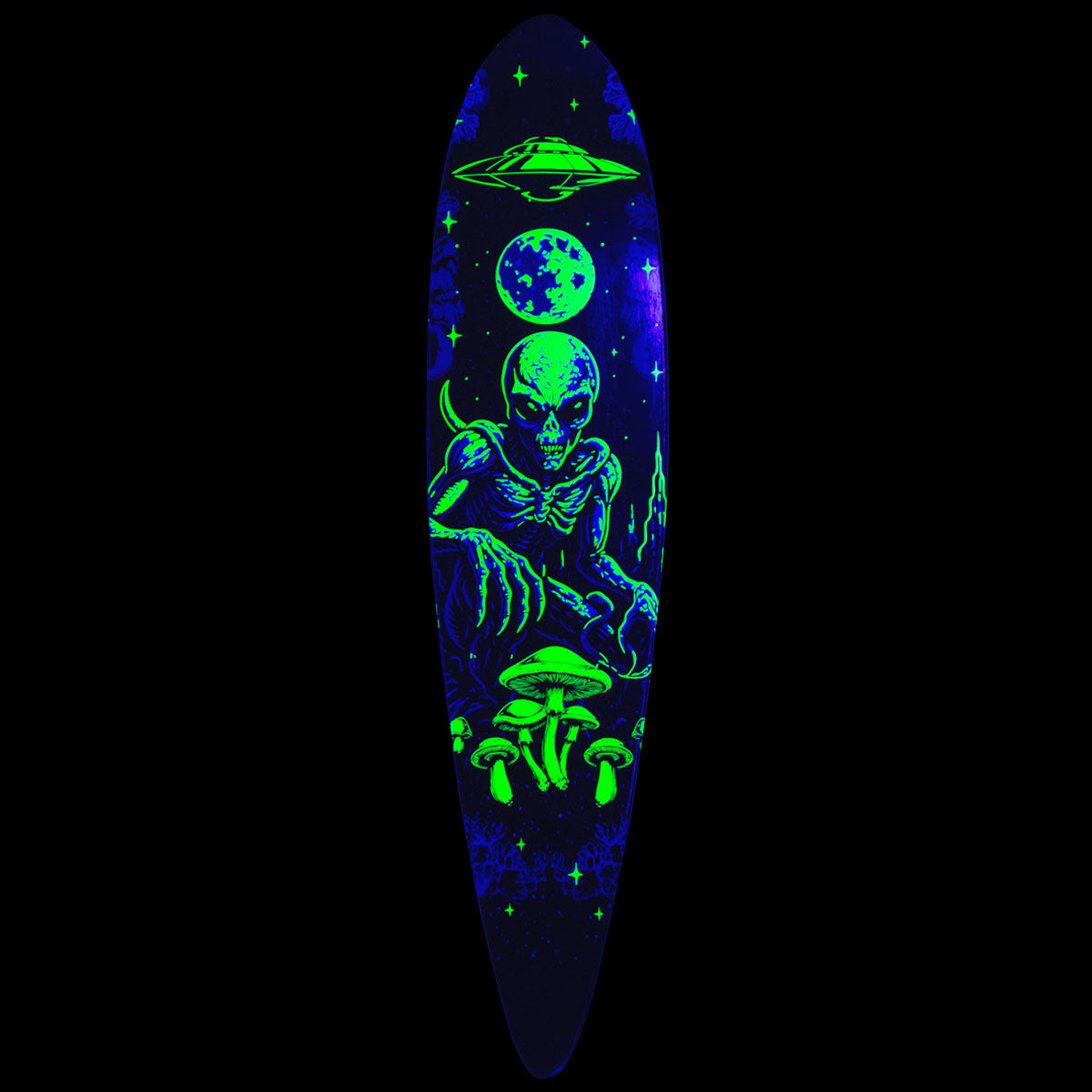 Daddies Mall Poster Blacklight Pintail Longboard Deck - Black/Glow image 2