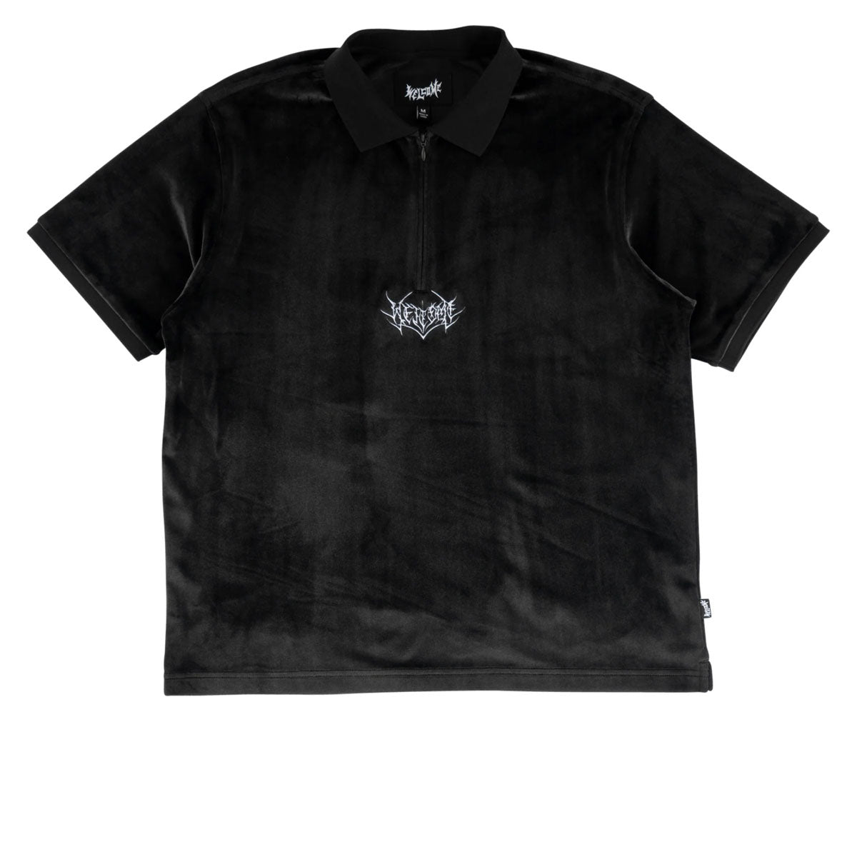 Welcome Grain Velour Zip Polo Shirt - Black image 1