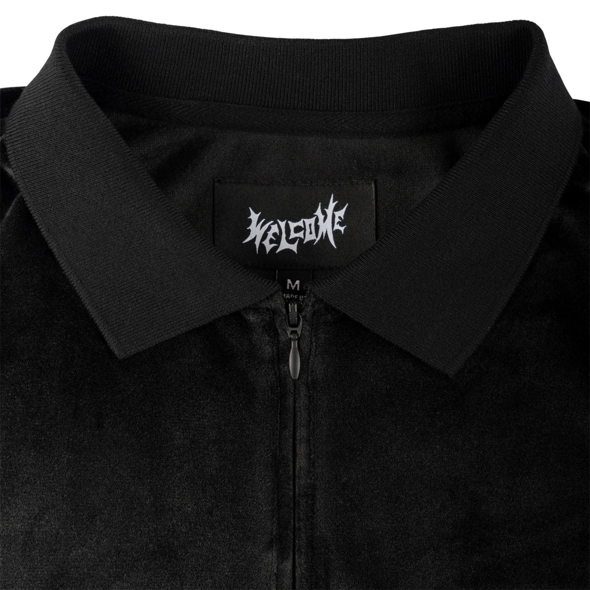 Welcome Grain Velour Zip Polo Shirt - Black image 4