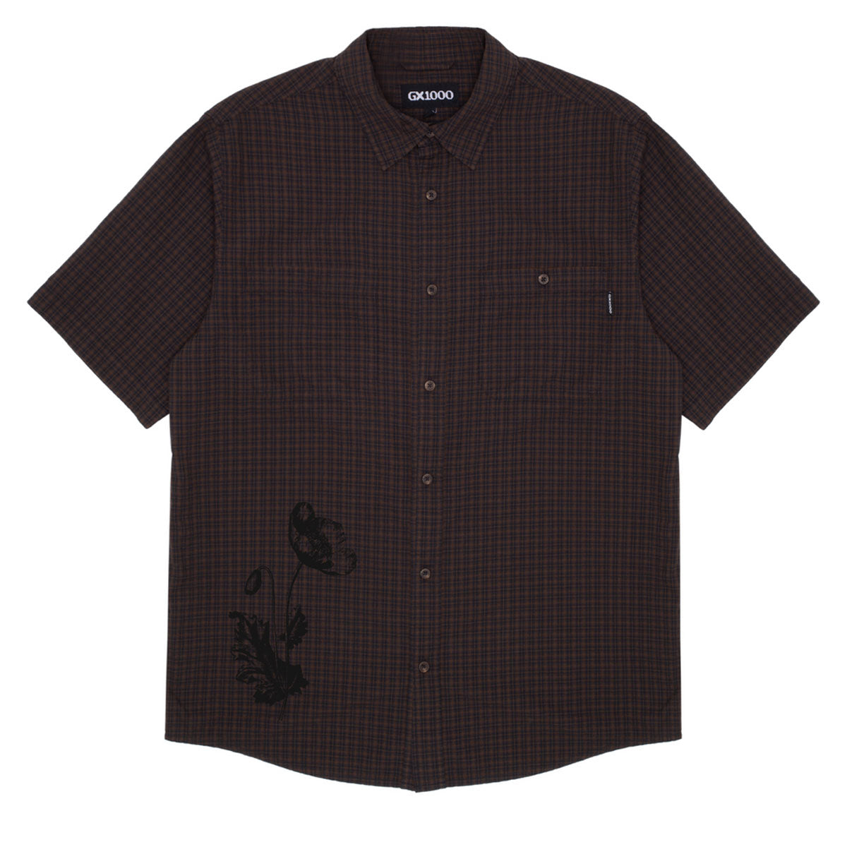 GX1000 Short Sleeve Button Down Shirt - Brown Plaid image 1
