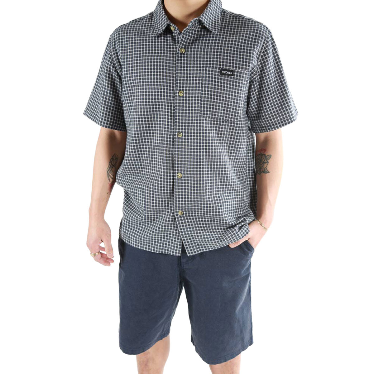 Theories Avignon Flannel Shirt - Sea image 3