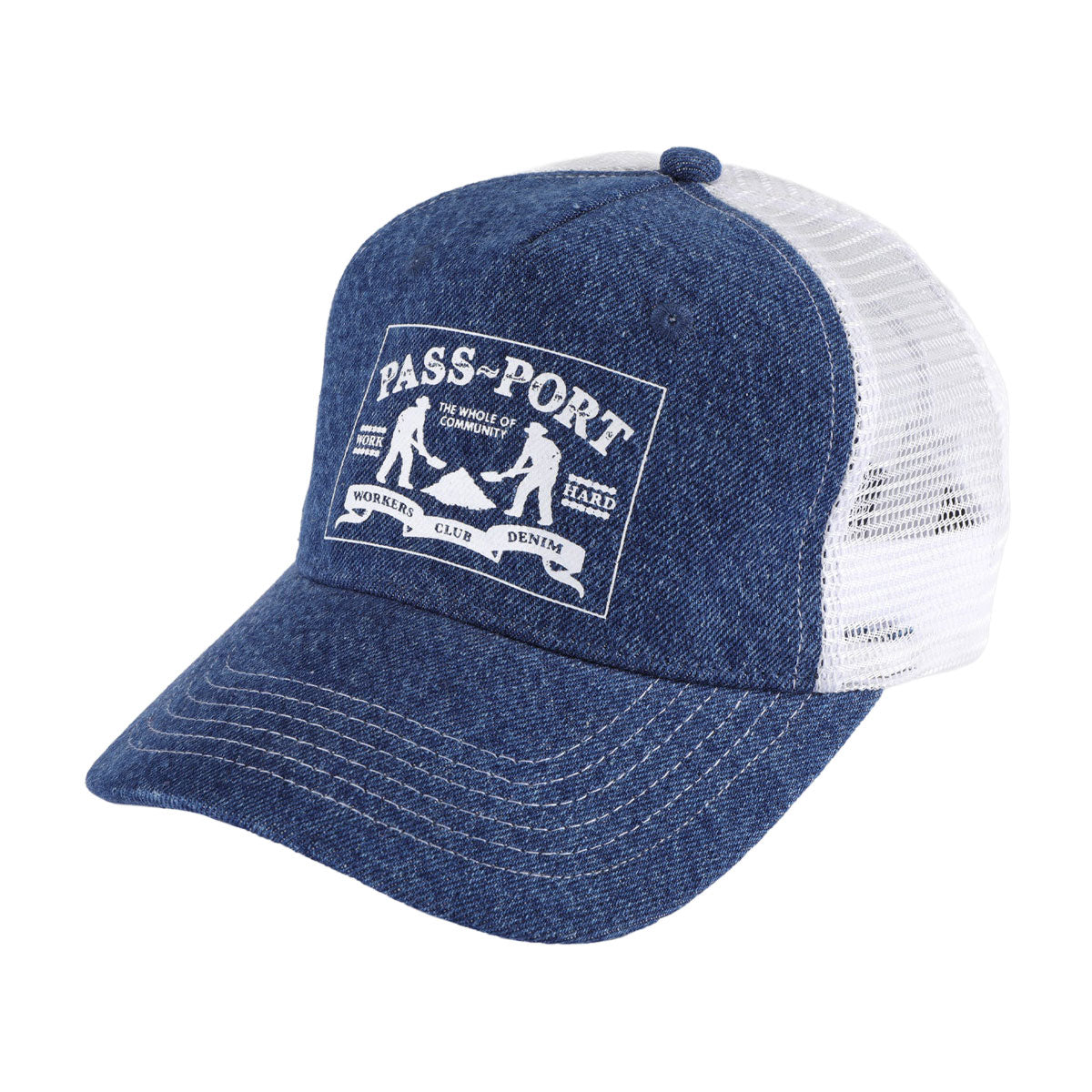 Passport Workers Club Denim Packers Trucker Hat - Washed Dark Indigo image 1