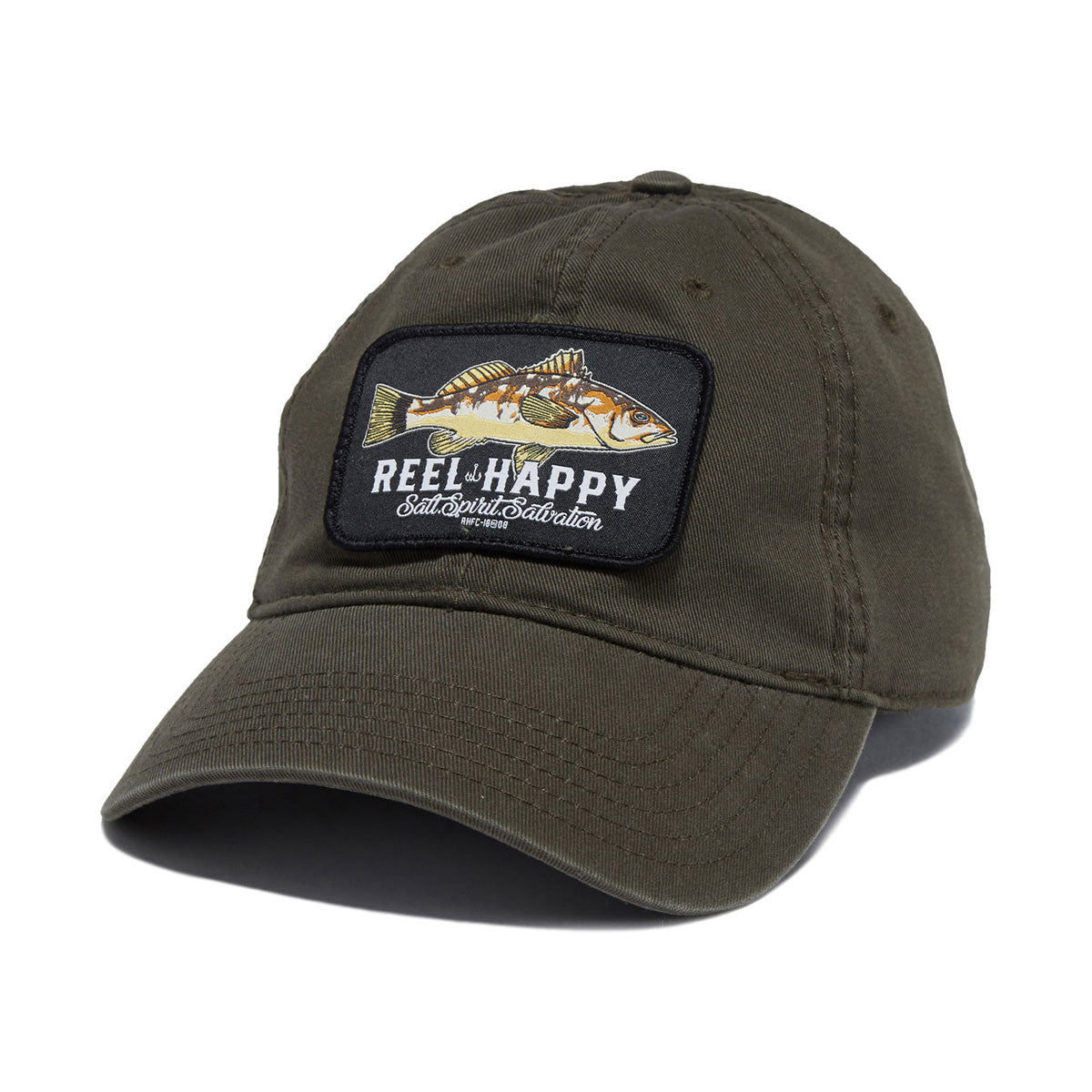 Reel Happy Calico Dad Hat - Olive Green image 1