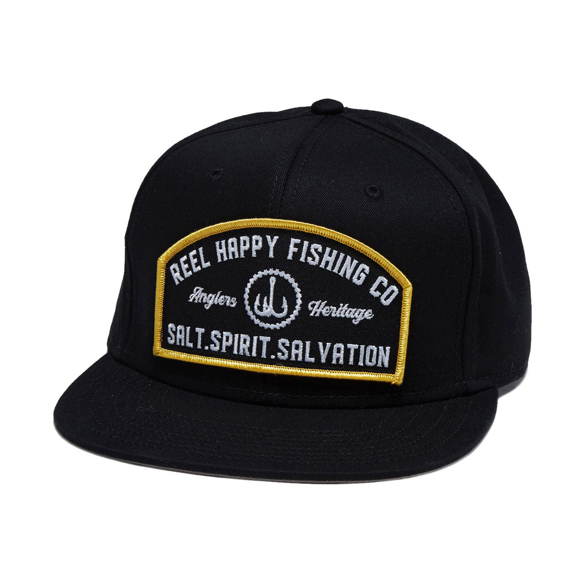 Reel Happy Heritage Snapback Hat - Black image 1