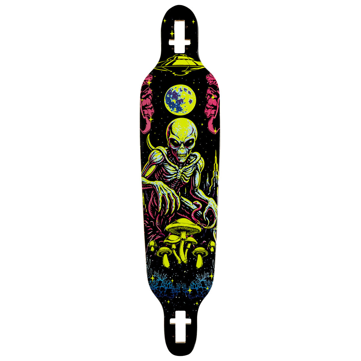 Daddies Mall Poster Blacklight Drop Thru Longboard Deck - Black/Glow image 1
