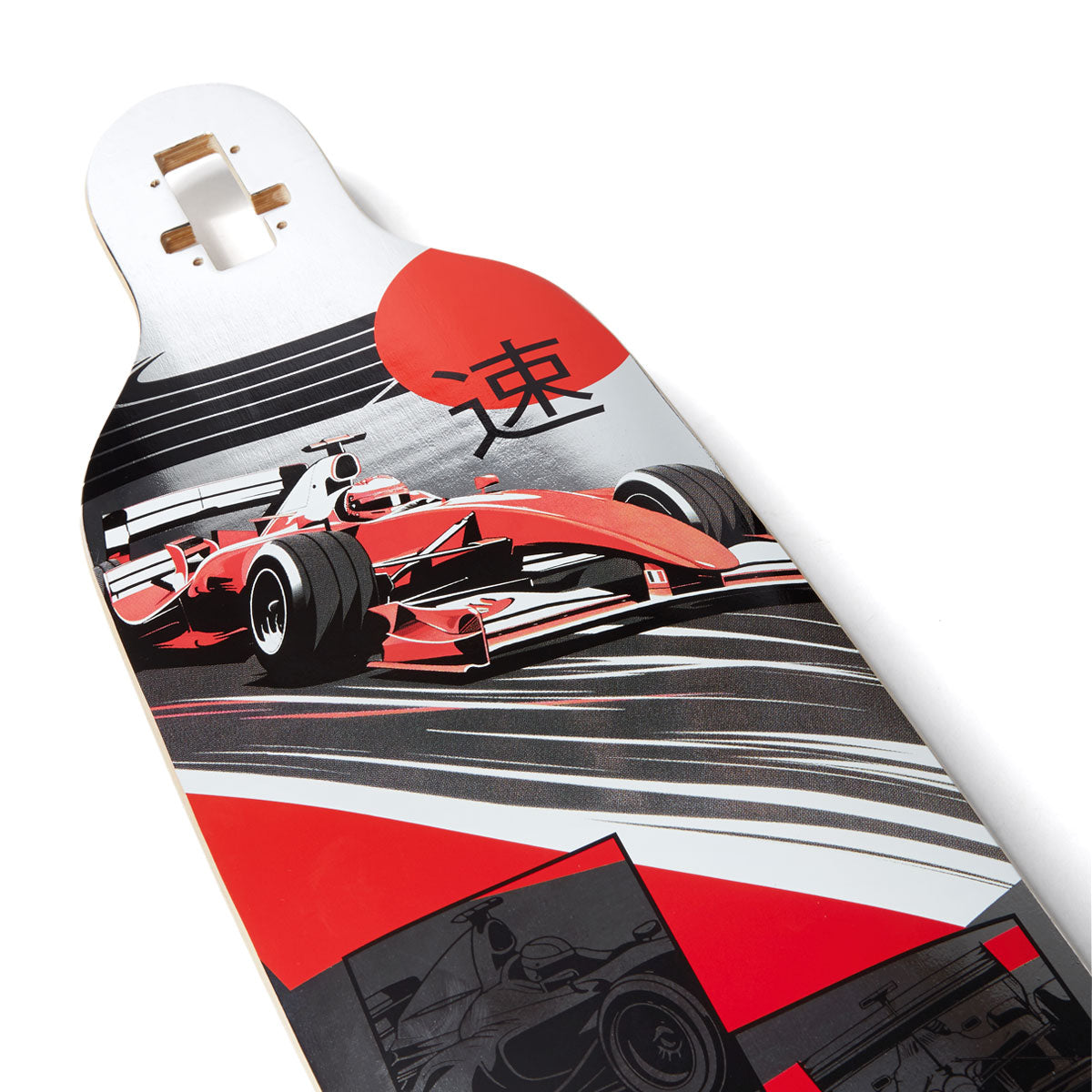 Daddies Race Car Foil Drop Thru Longboard Complete - Silver Foil/Red image 3