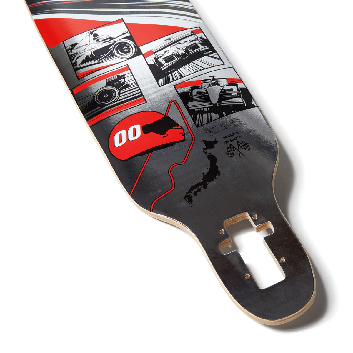 Daddies Race Car Foil Drop Thru Longboard Complete - Silver Foil/Red image 4