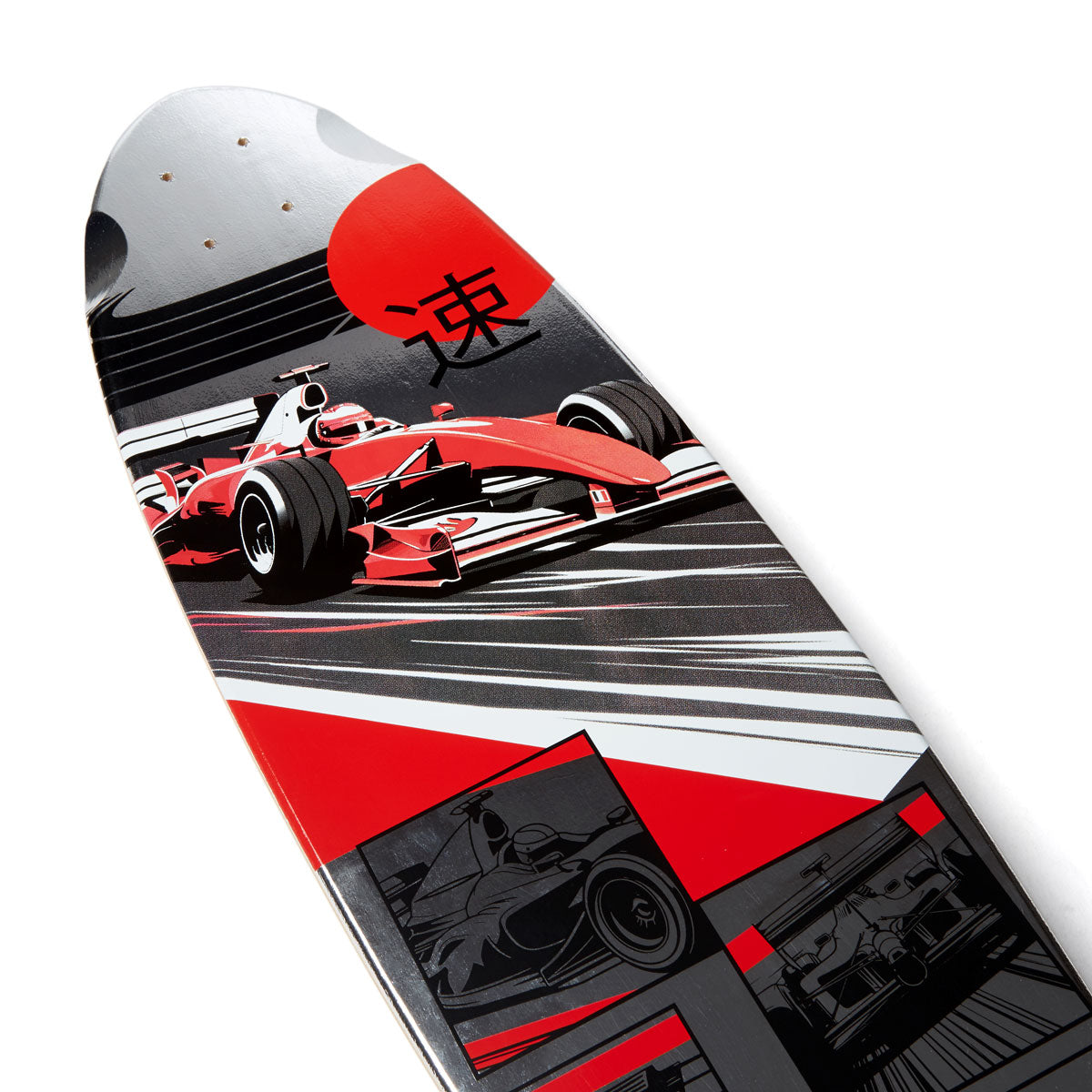 Daddies Race Car Foil Pintail Longboard Deck - Silver Foil/Red image 3