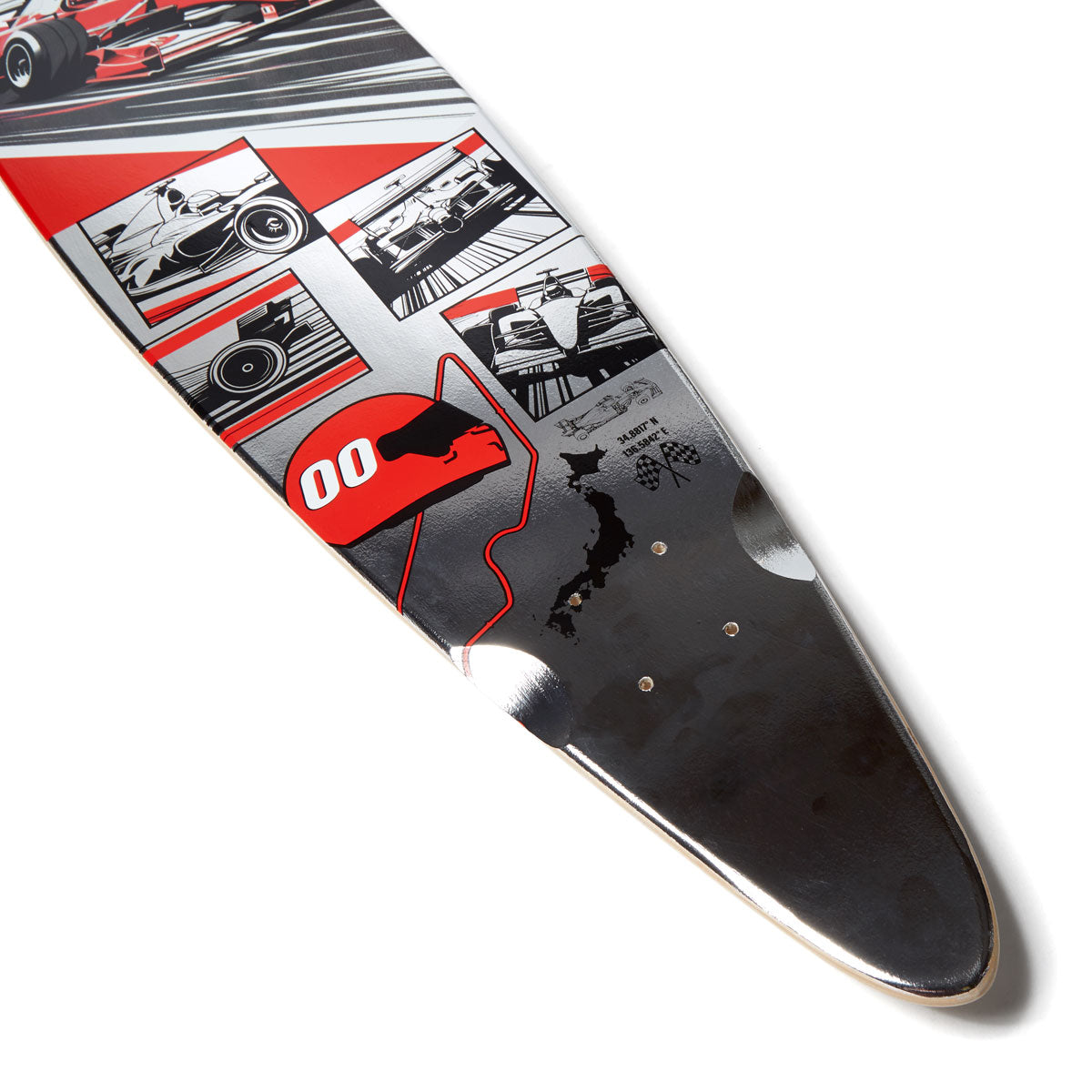Daddies Race Car Foil Pintail Longboard Complete - Silver Foil/Red image 4