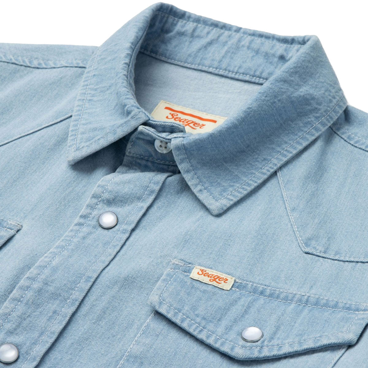 Seager Reagan Long Sleeve Pearl Snap Shirt - Light Wash image 2