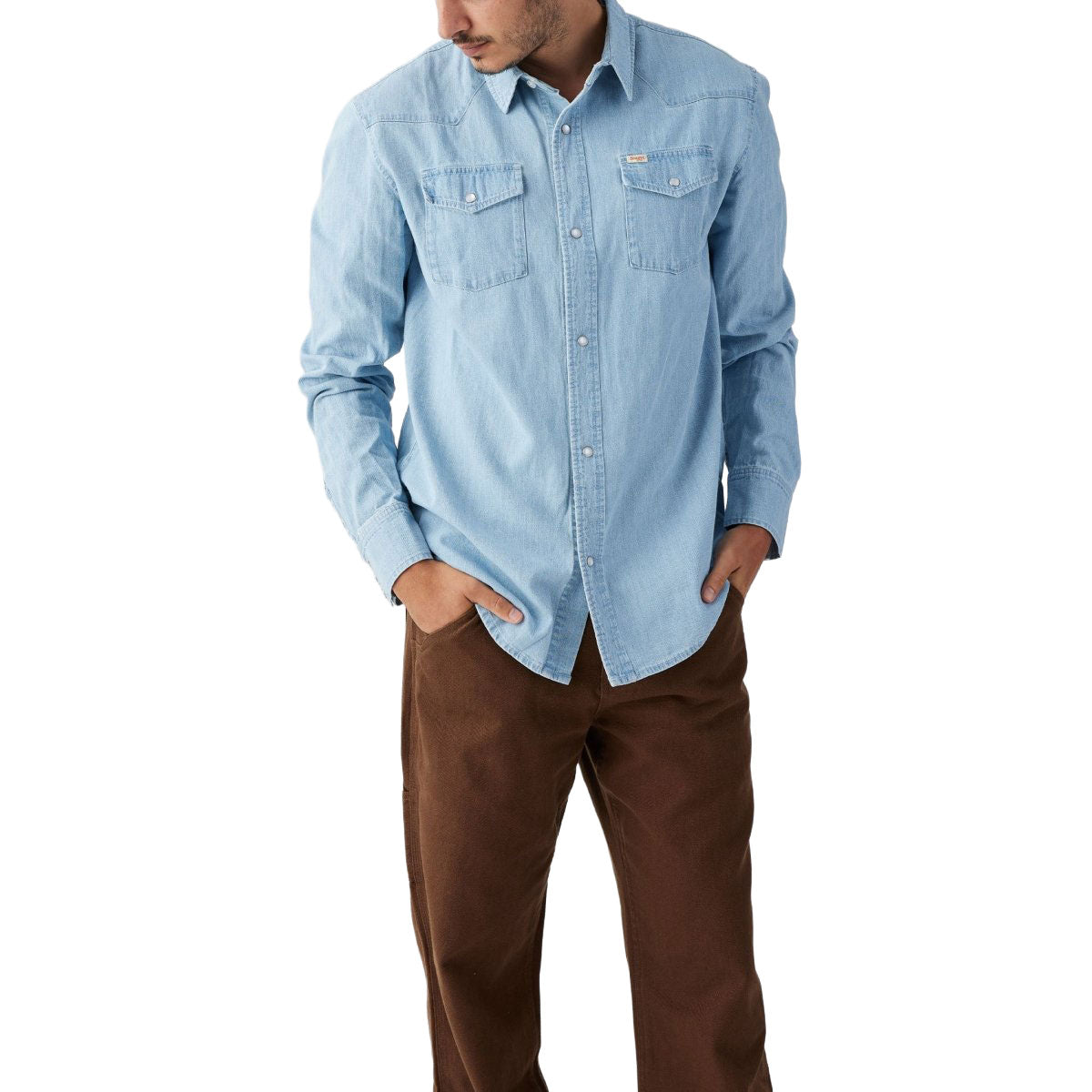 Seager Reagan Long Sleeve Pearl Snap Shirt - Light Wash image 4