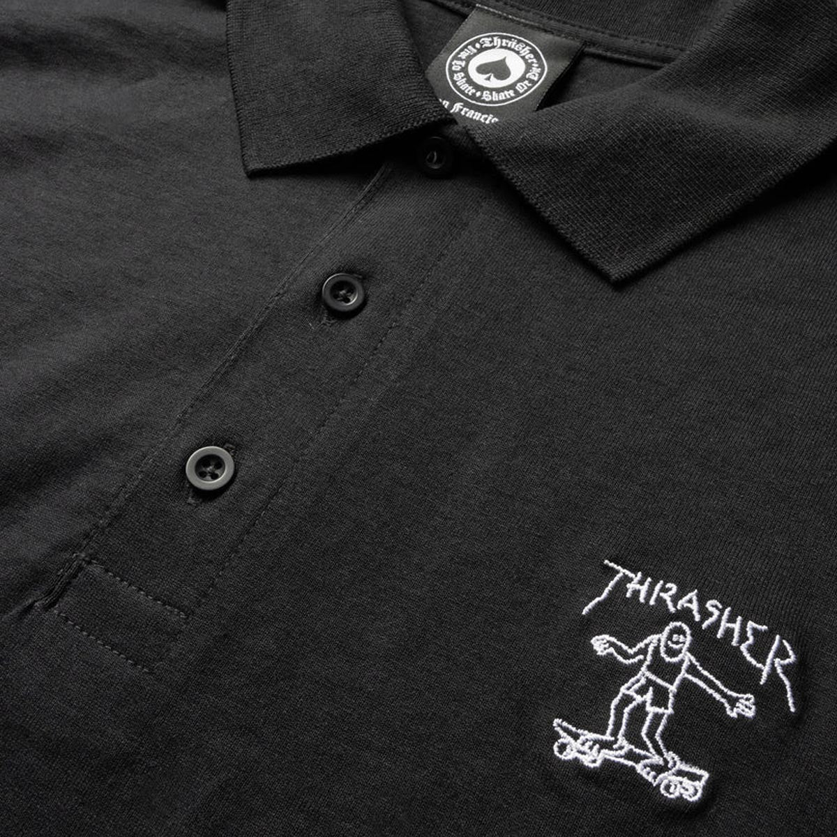 Thrasher Little Gonz Embroidered Polo Shirt - Black image 2