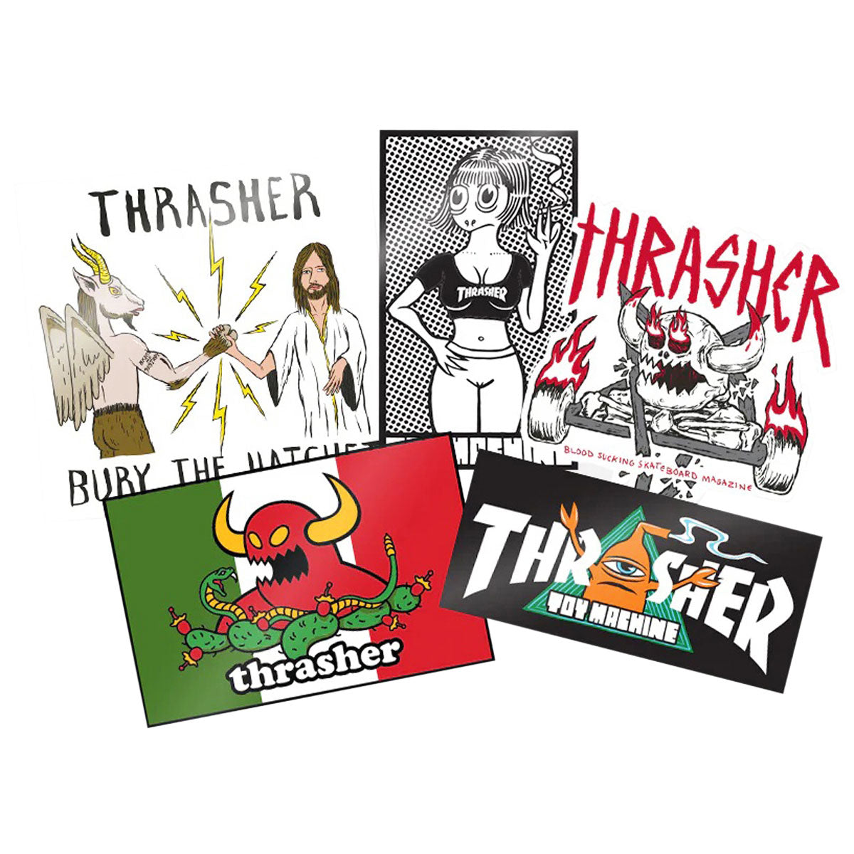 Thrasher x Toy Machine 5 Pack Of Stickers image 1