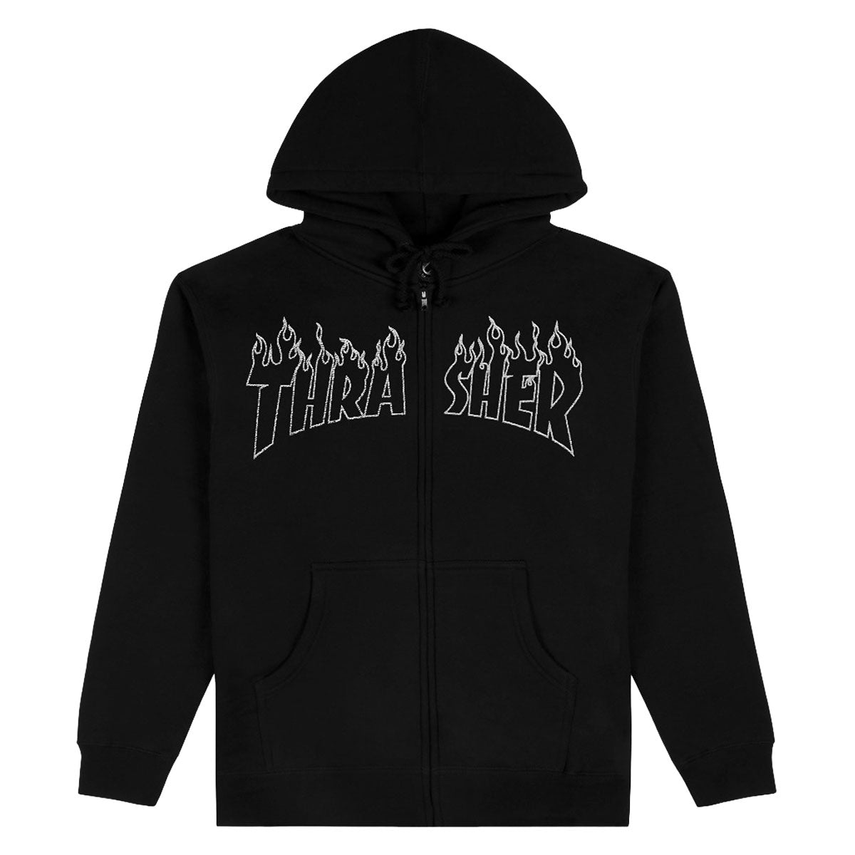 Thrasher Flame Embroidered Zip Hoodie - Black image 1